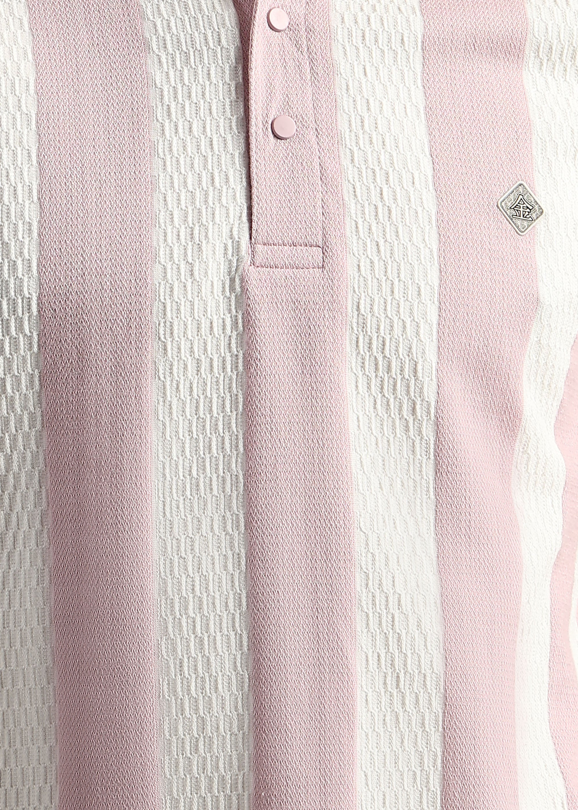 PINK PREMIUM STRUCTURED STRIPED POLO SHIRT