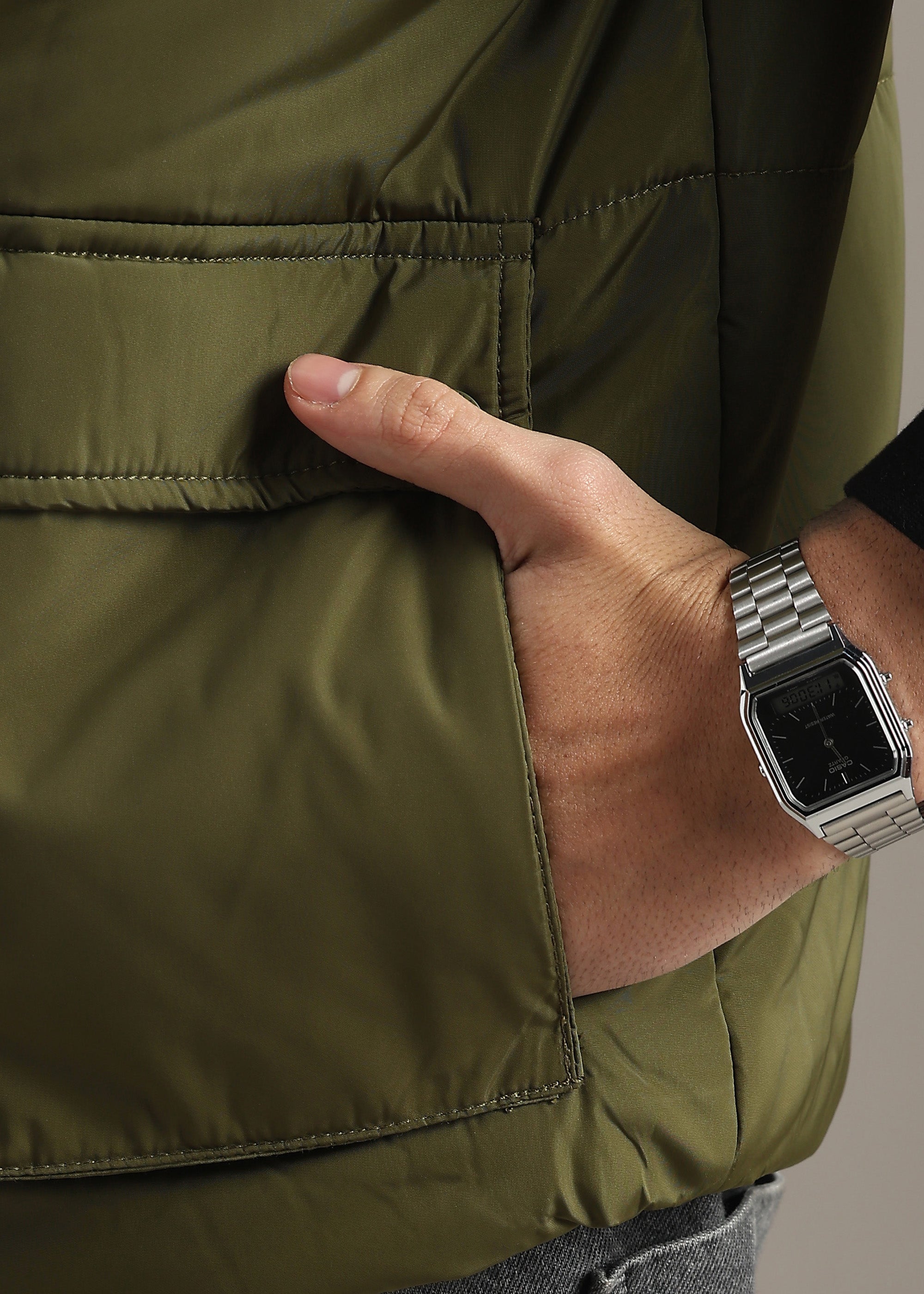 OLIVE SOLID MULTI POCKET CARGO GILET