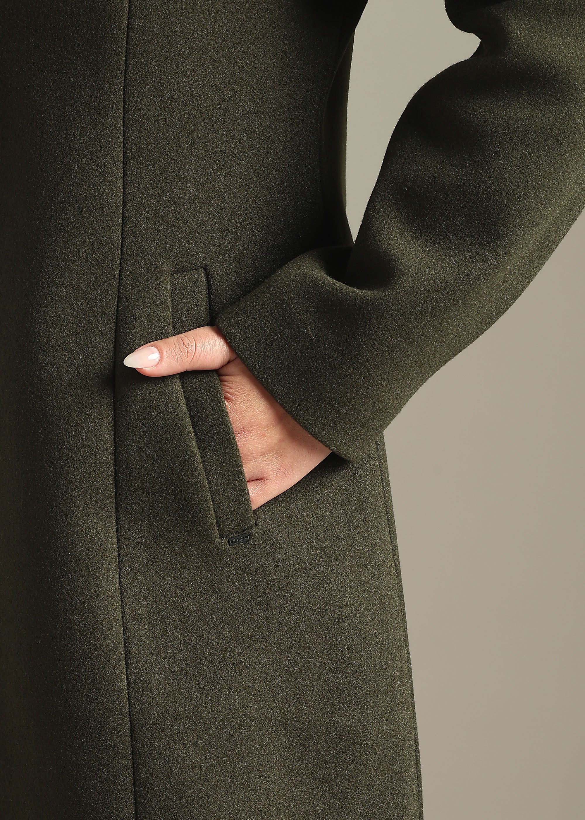 OLIVE SOLID WINTER ESSENTIAL COAT