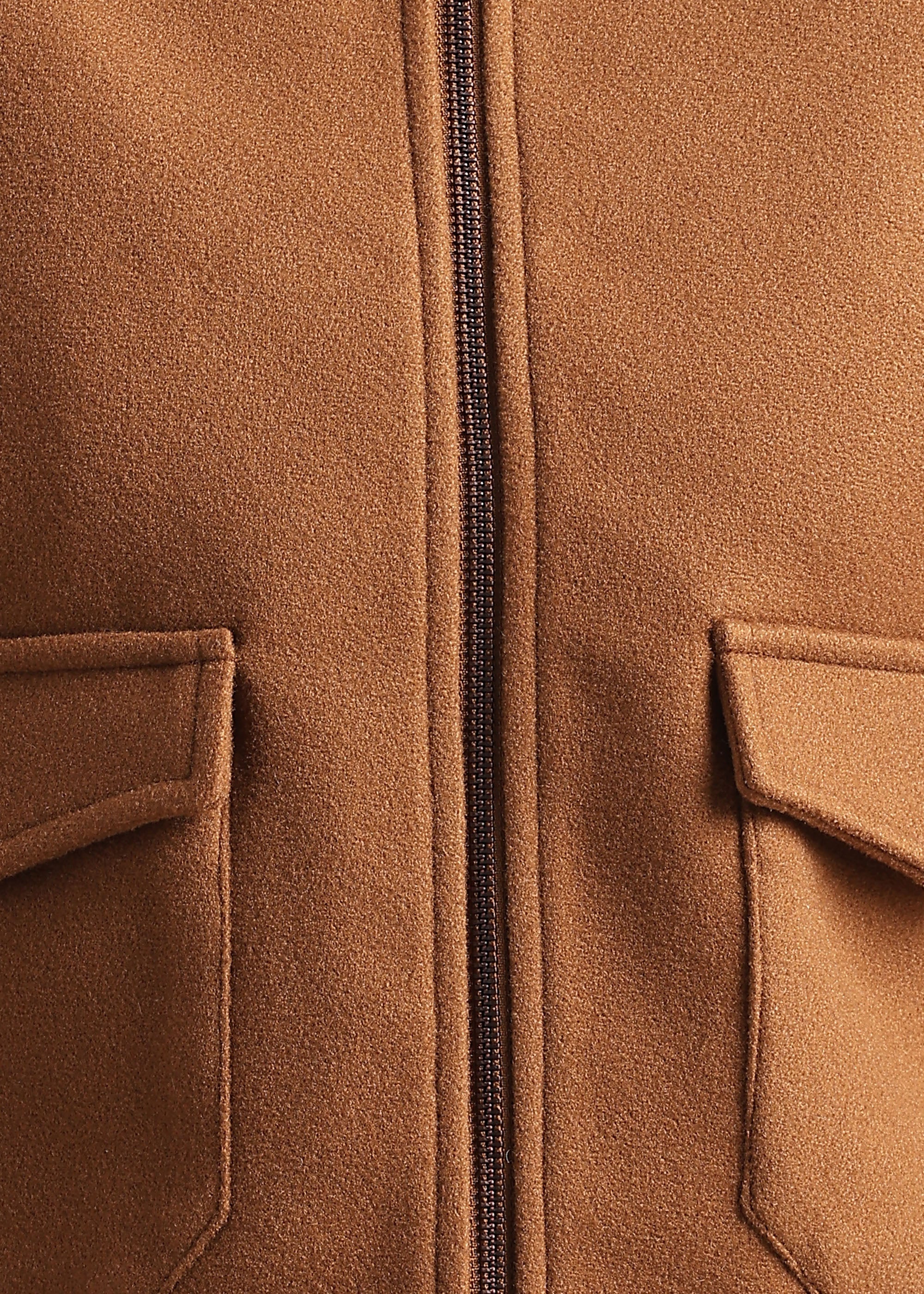 TAN DETACHABLE FUR BLOUSON COAT