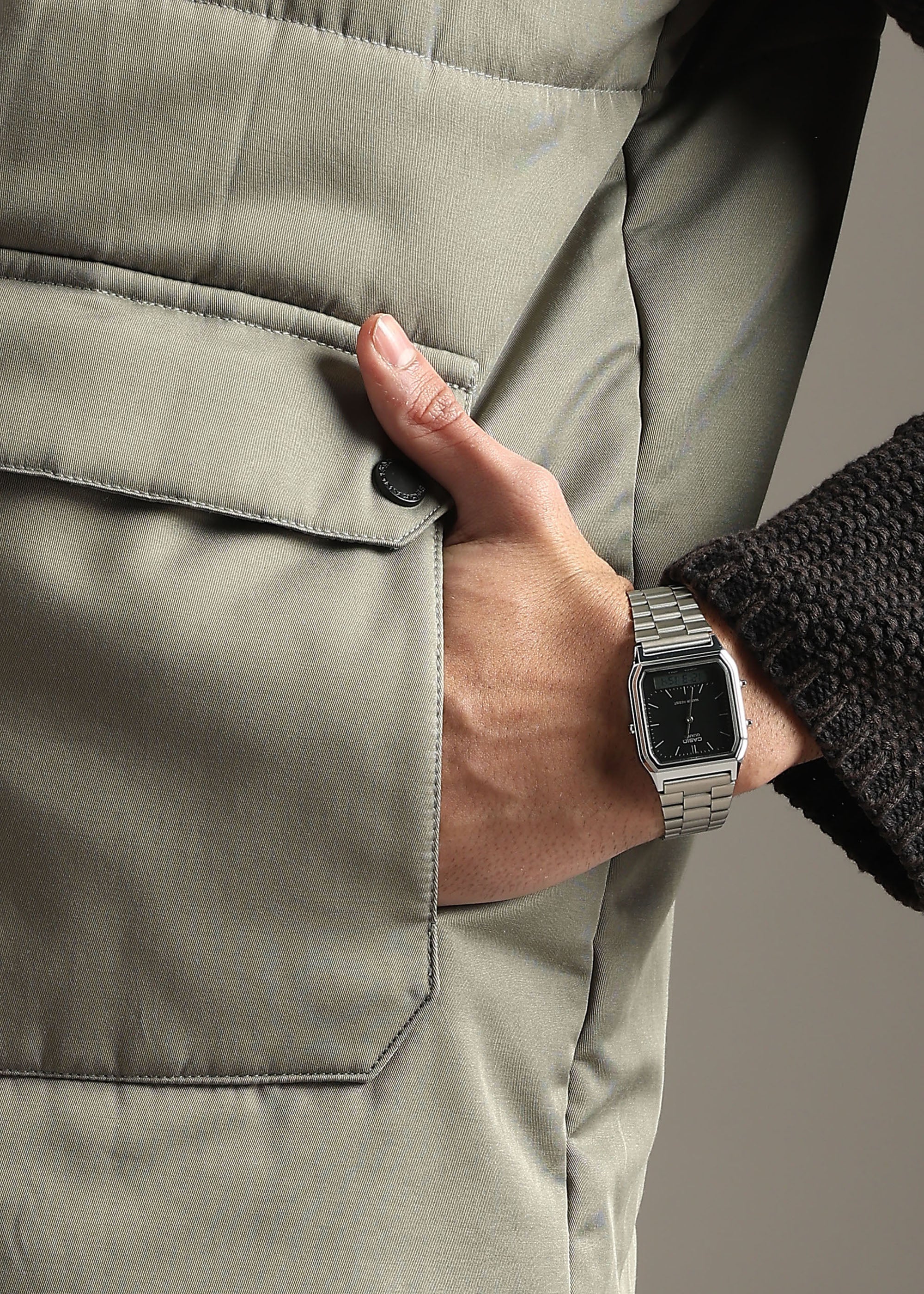 OLIVE SOLID FAUX COTTON CARGO GILET