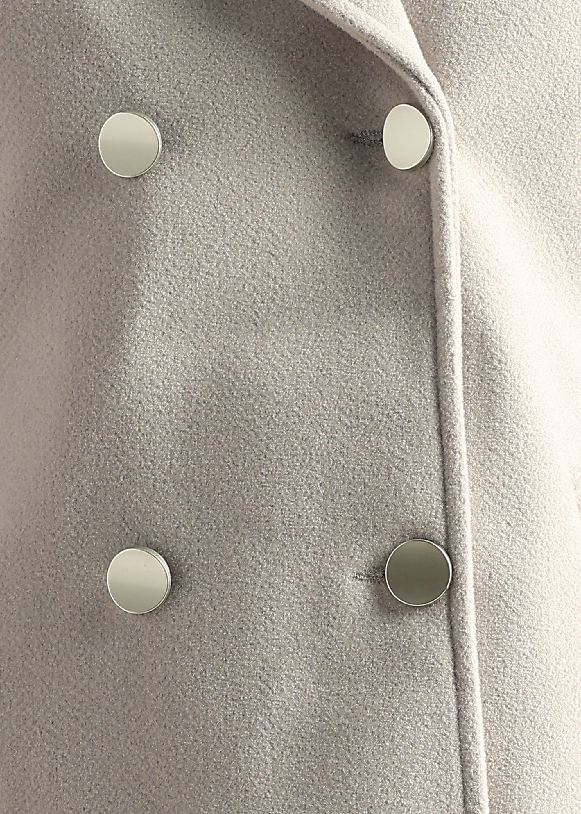 CEMENT SOLID TWEED DETACHABLE FUR COLLAR OVERCOAT