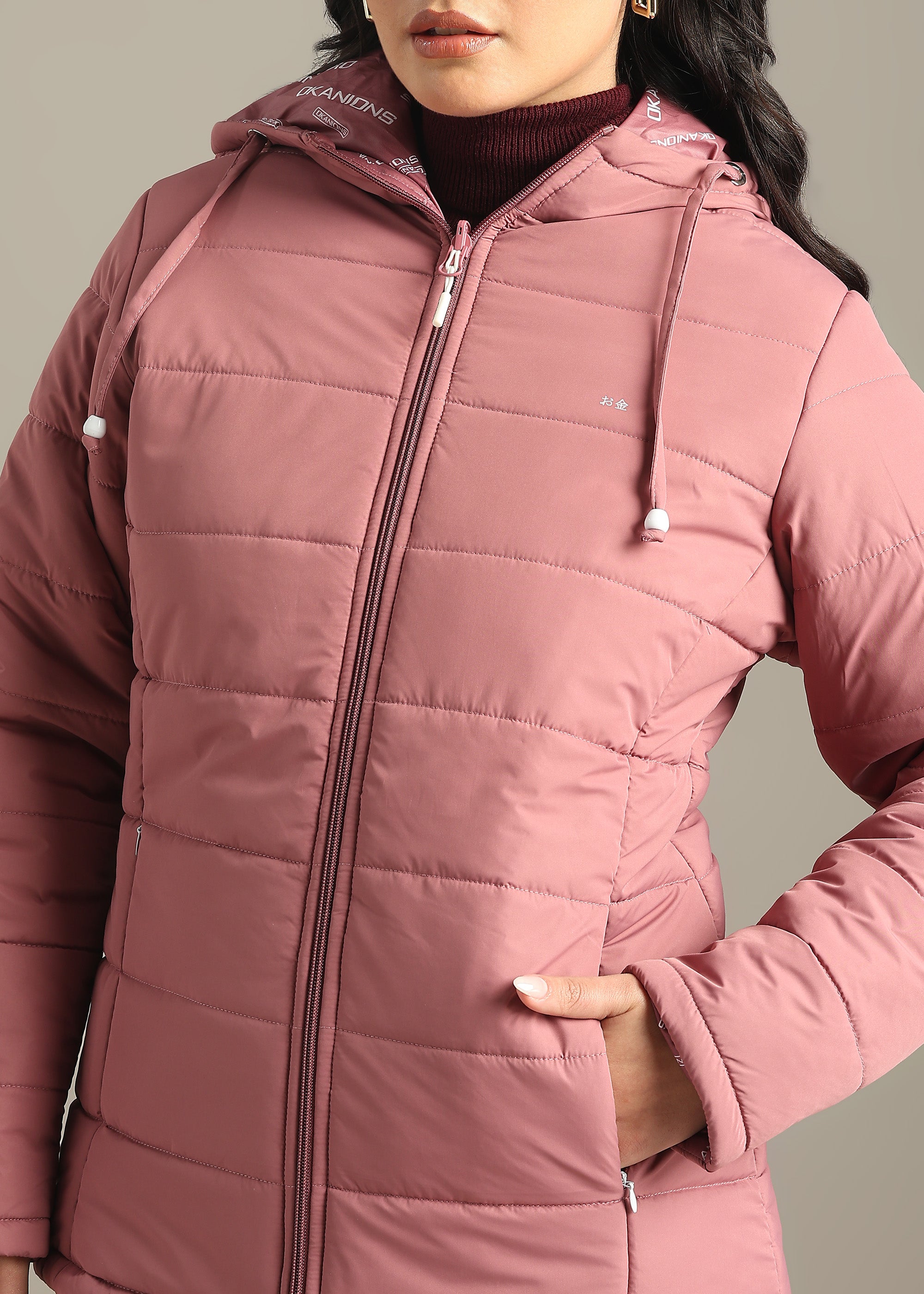 PEACH NYLON REVERSIBLE FULL SLEEVE JACKET