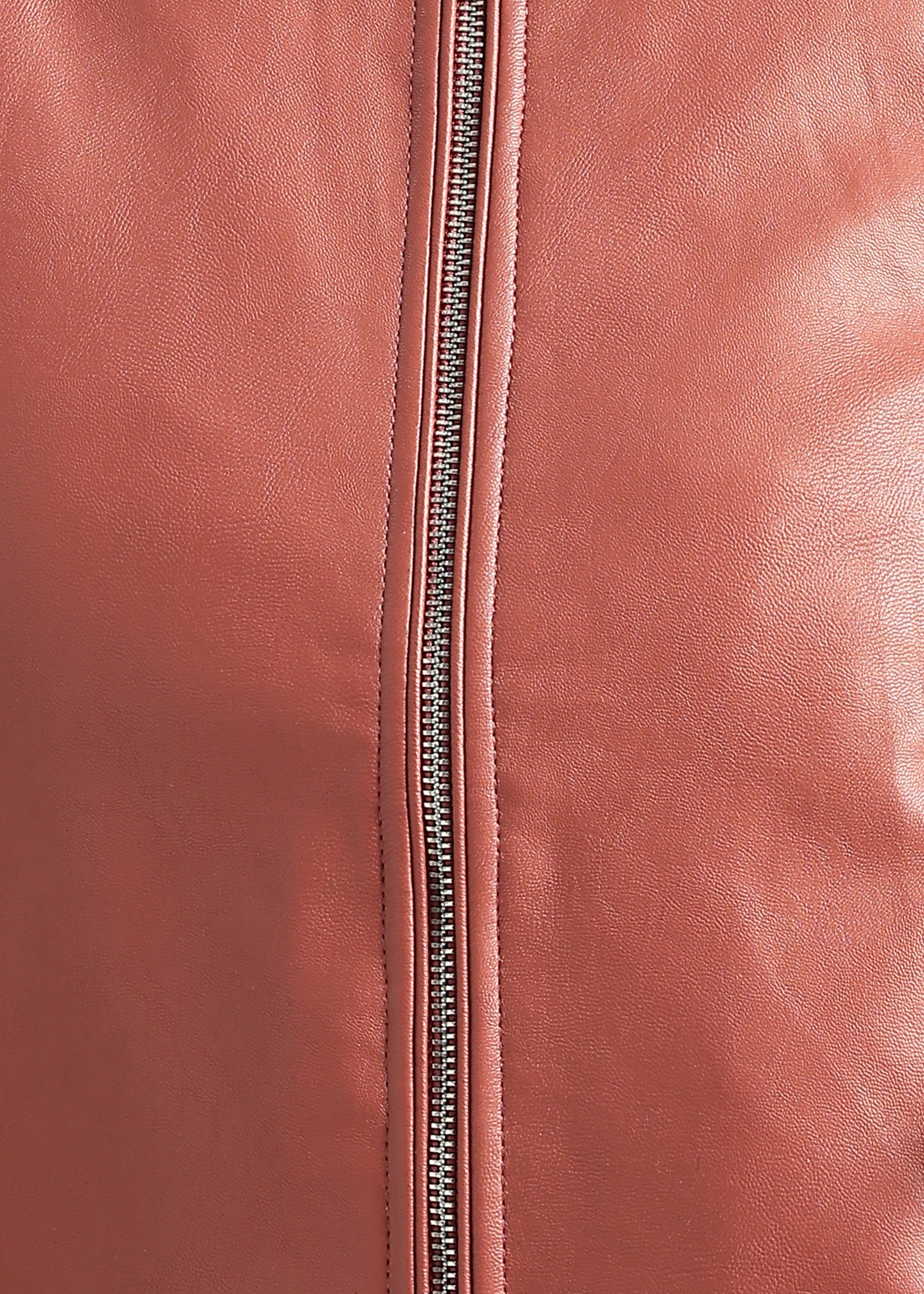 PINK SOLID PU LEATHER FULL SLEEVE JACKET