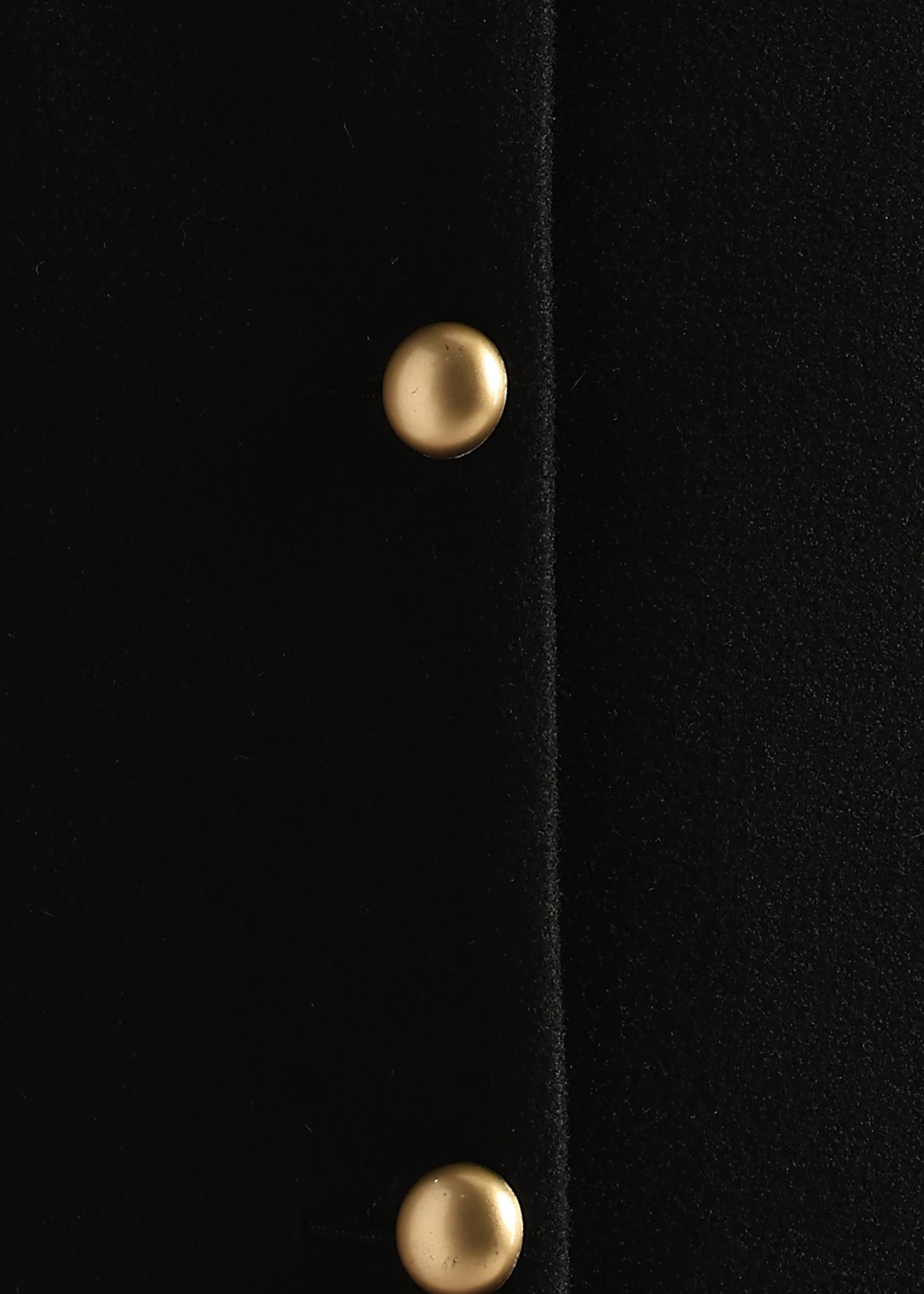 BLACK SOLID DETACHABLE FUR COLLAR COAT