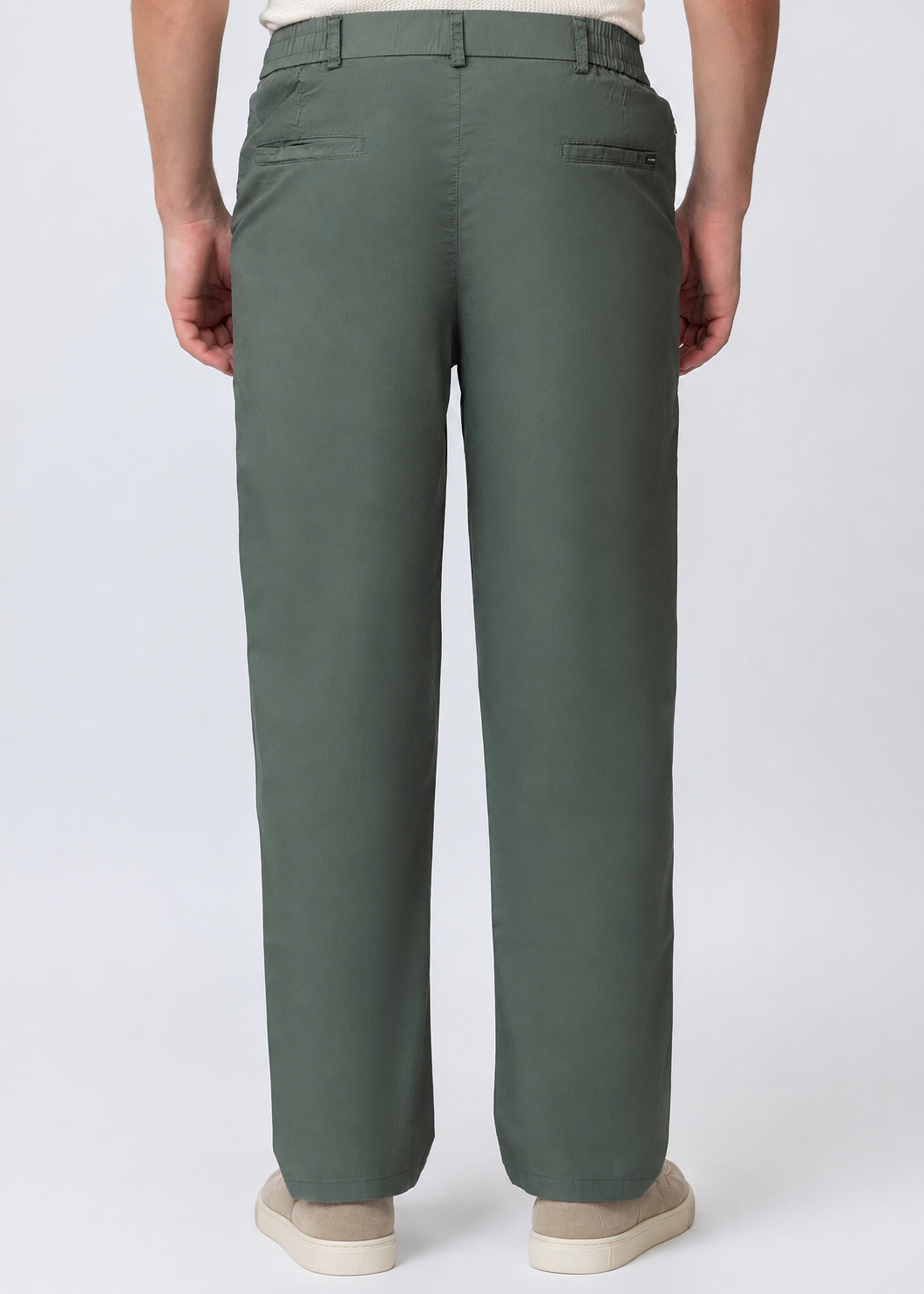 SAGE GREEN COTTON CASUAL TROUSERS