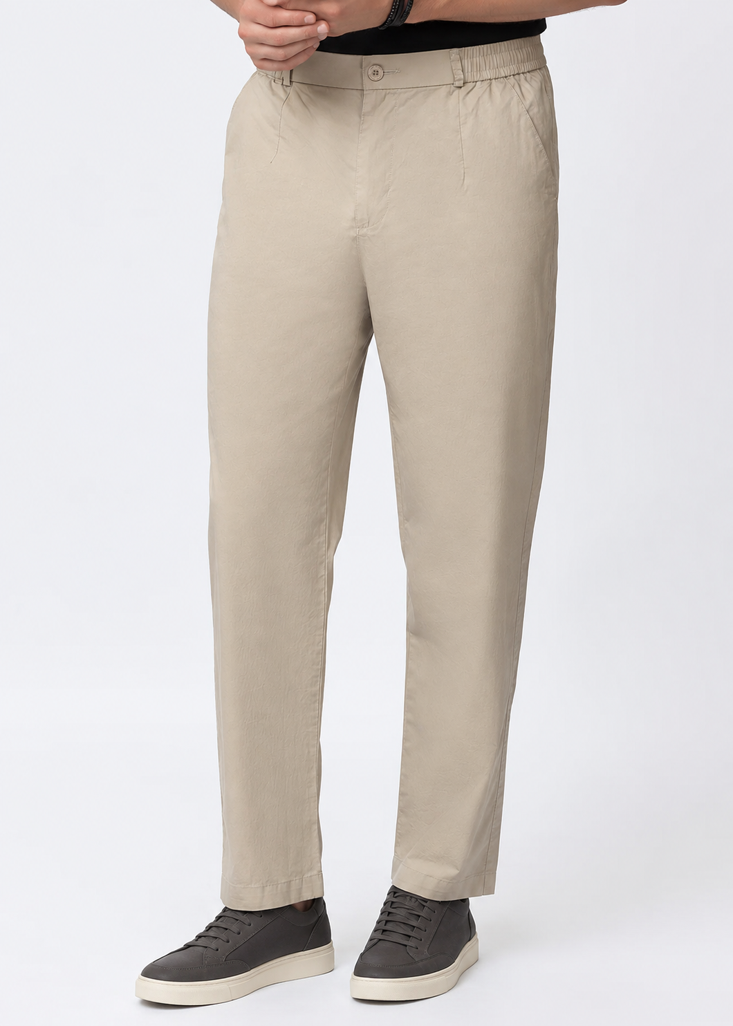 CAMEL COTTON CASUAL TROUSERS