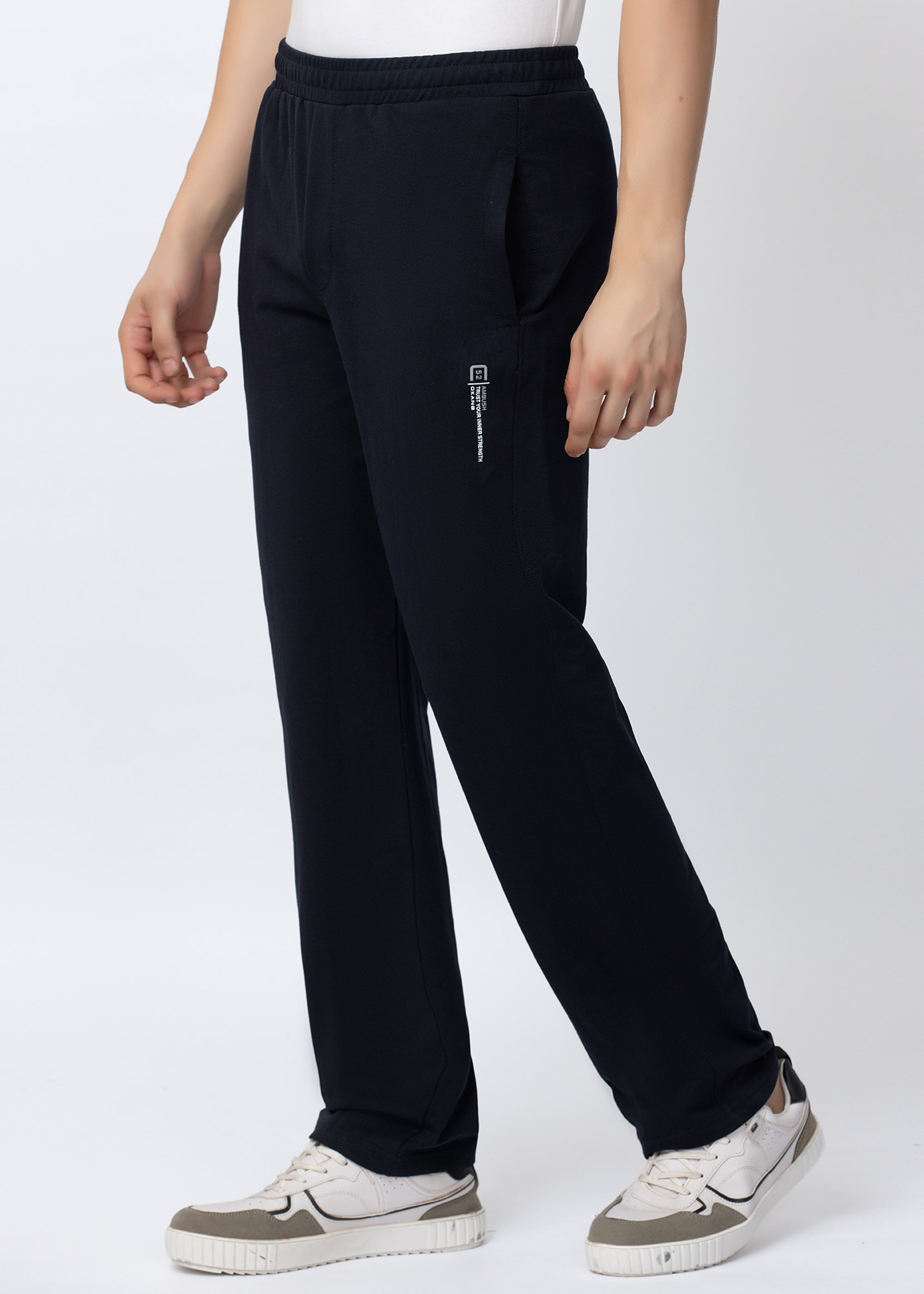 NAVY SOLID COTTON BLENDED LOUNGE PANT