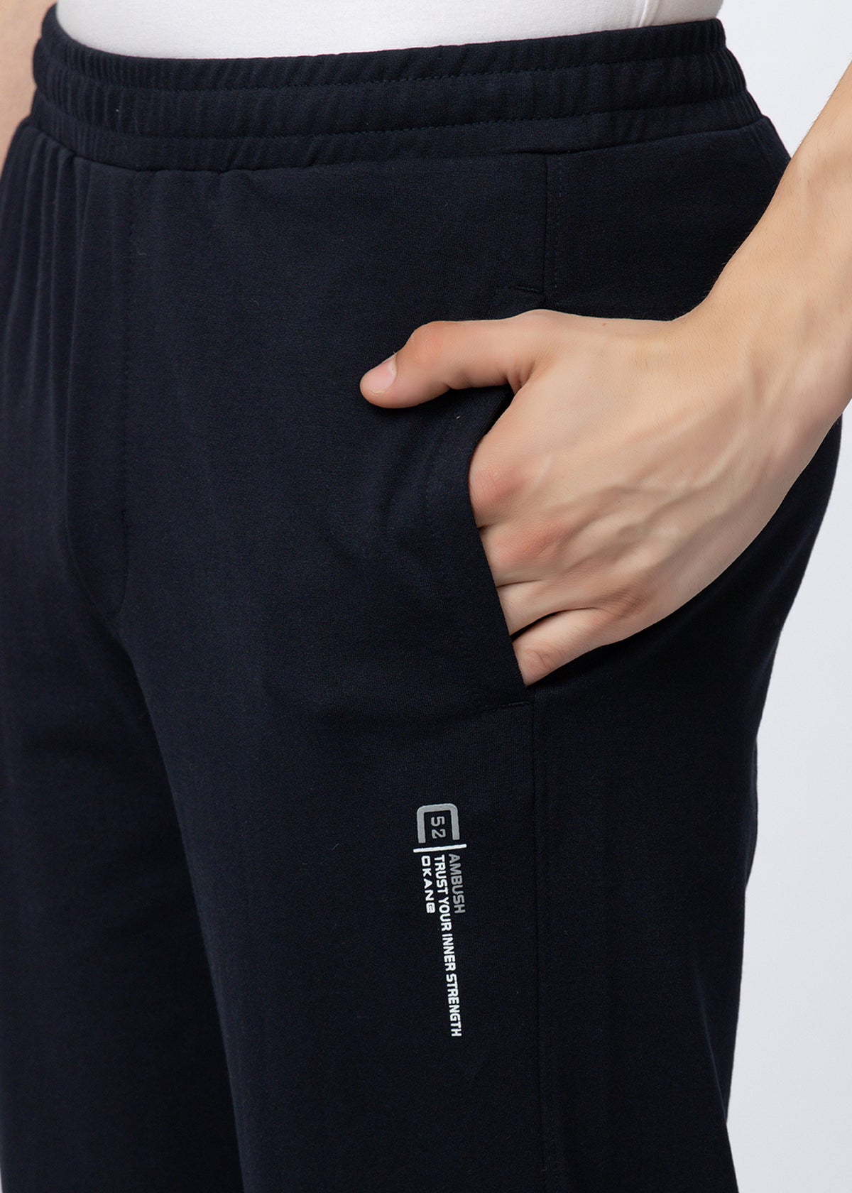 NAVY SOLID COTTON BLENDED LOUNGE PANT