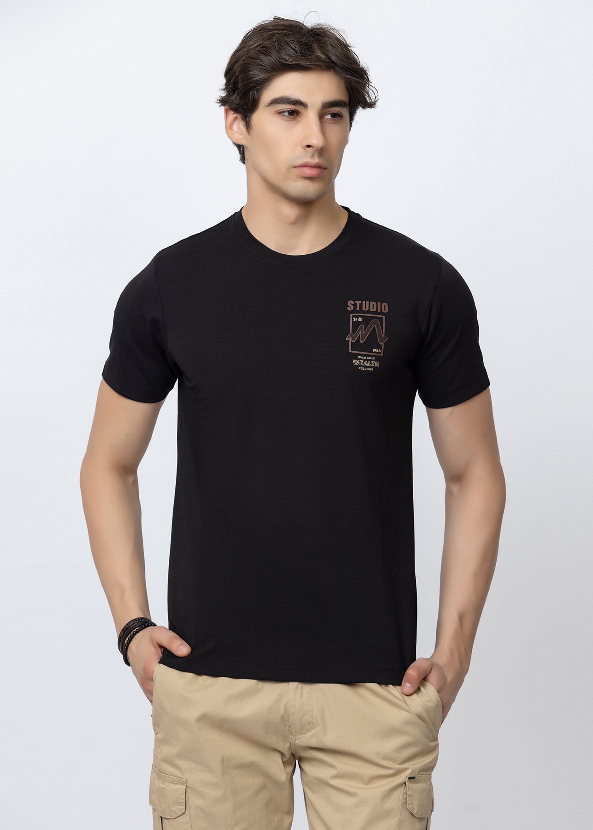Black Graphic Crew Neck T-Shirt