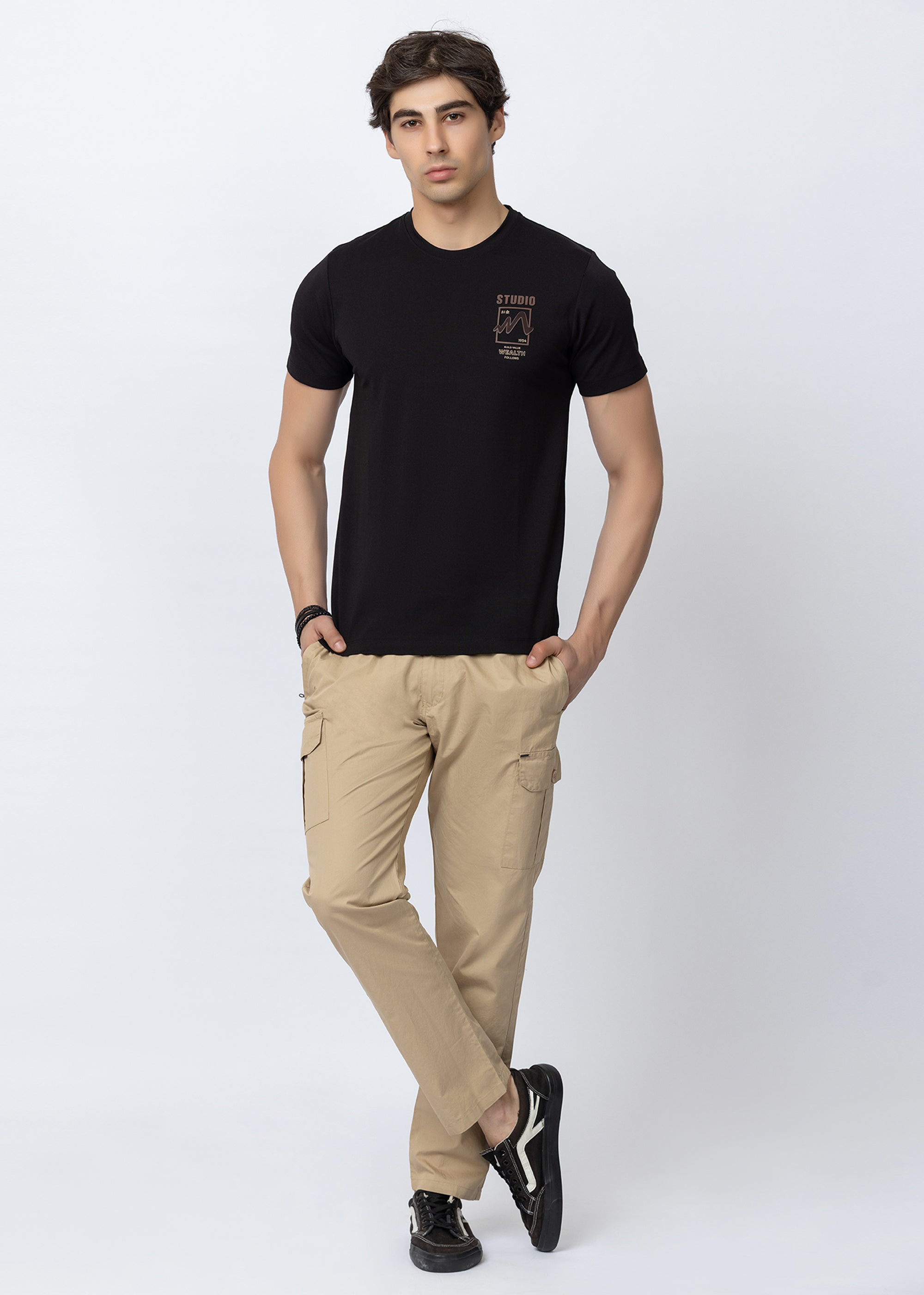 Black Graphic Crew Neck T-Shirt