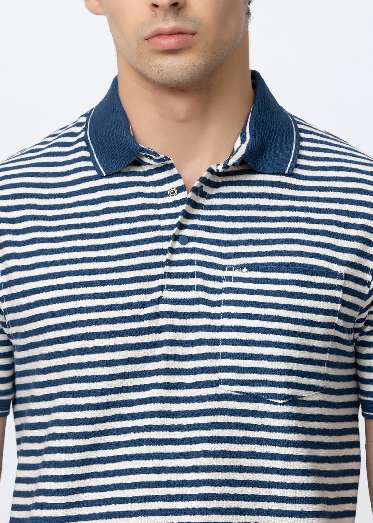 Blue Men’s Horizontal Striped Polo T-Shirt