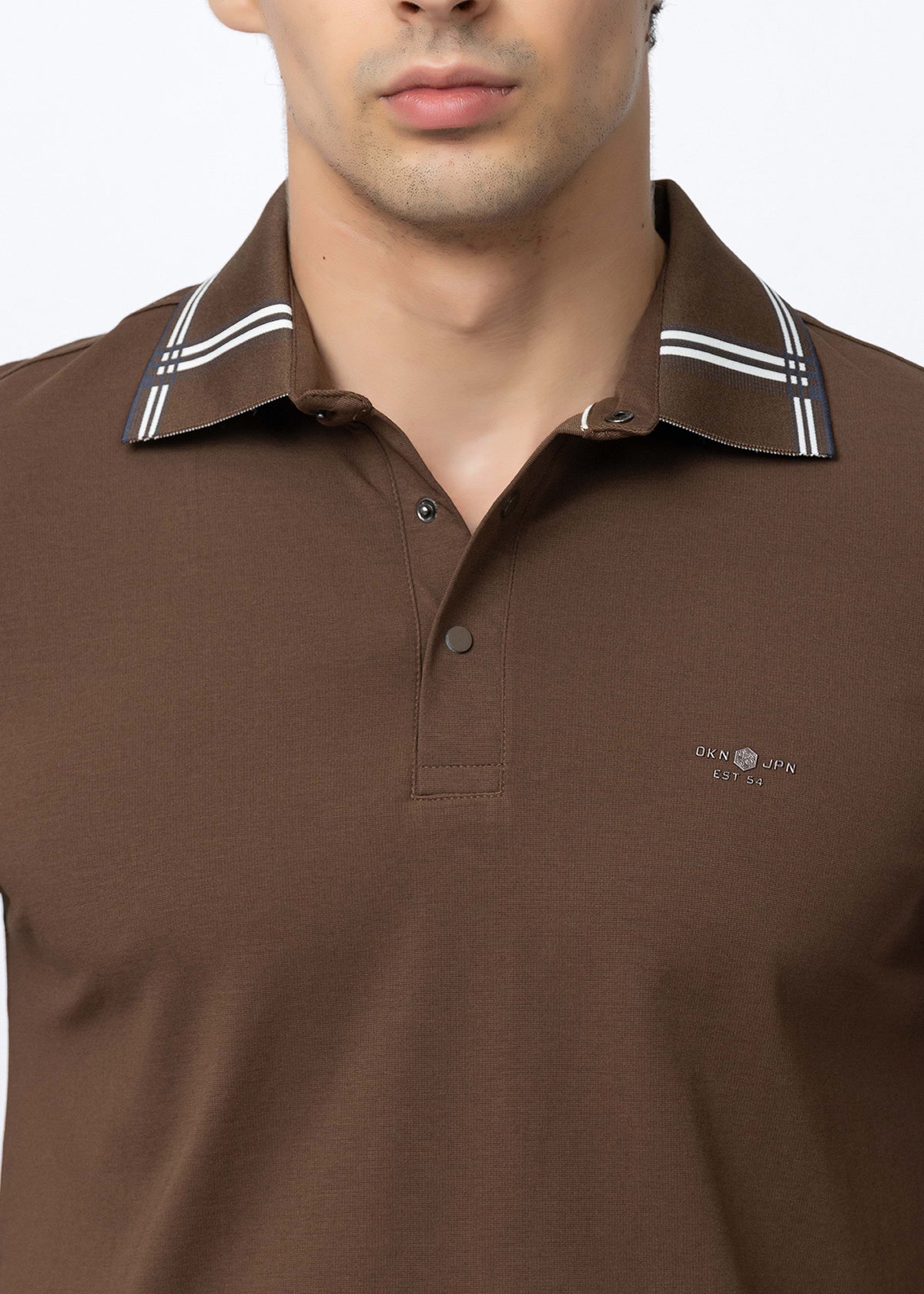 Brown Tipped Collar Polo T-Shirt