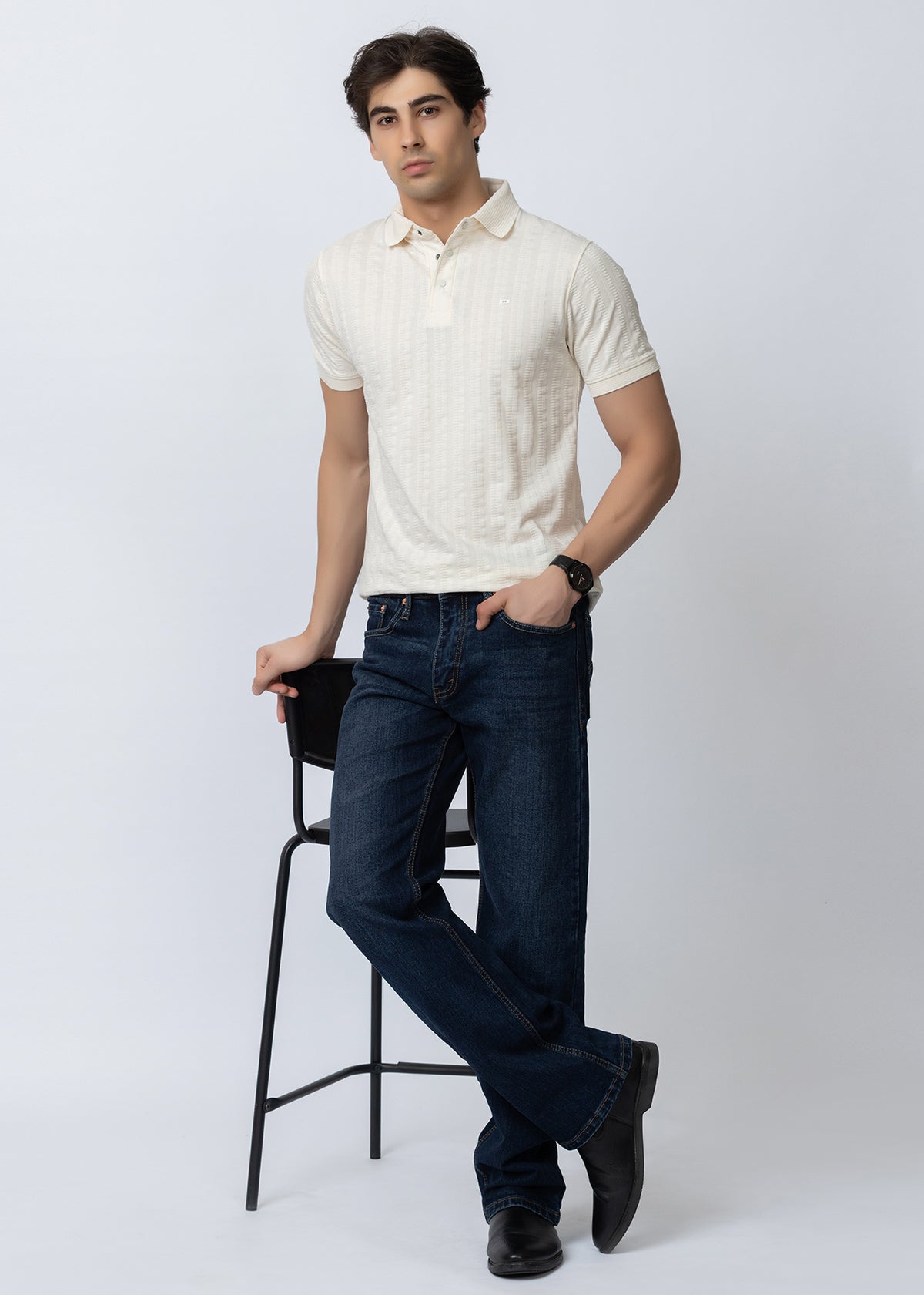 Off White Men's Textured Polo T-Shirt