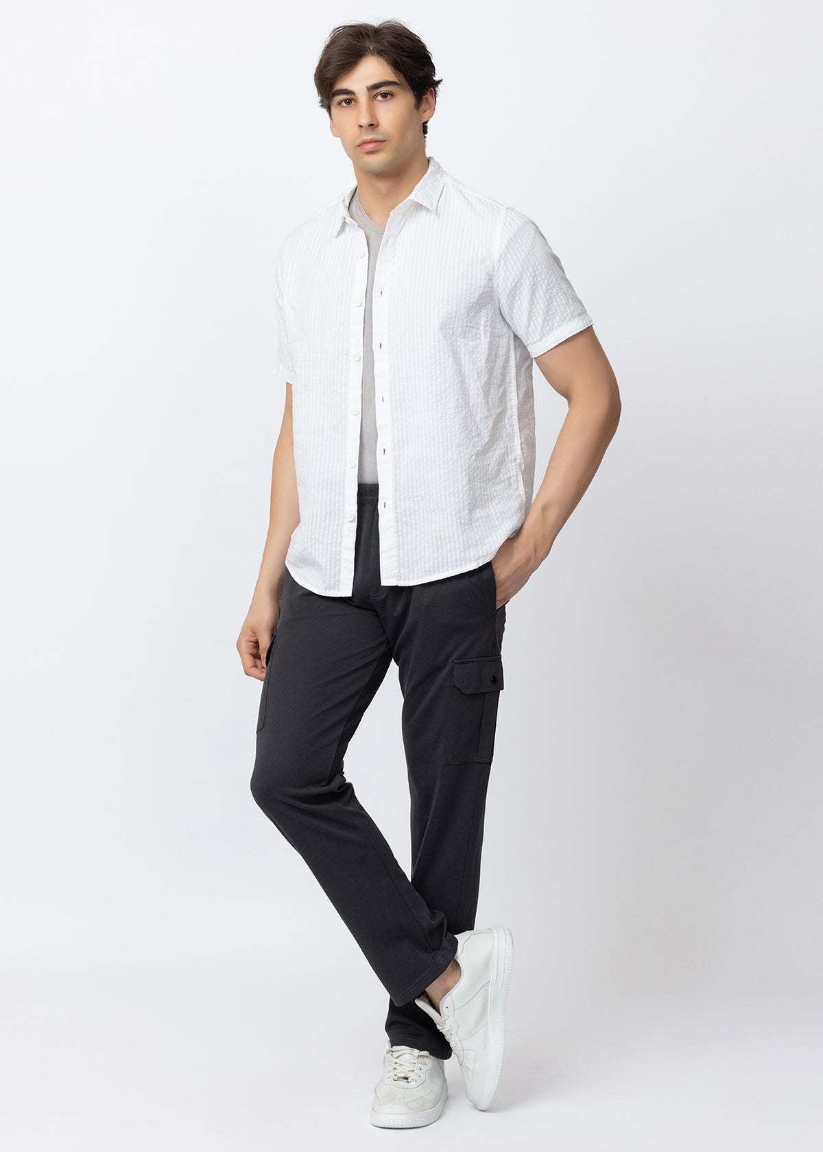 GREY COTTON WASHED CARGO PANT