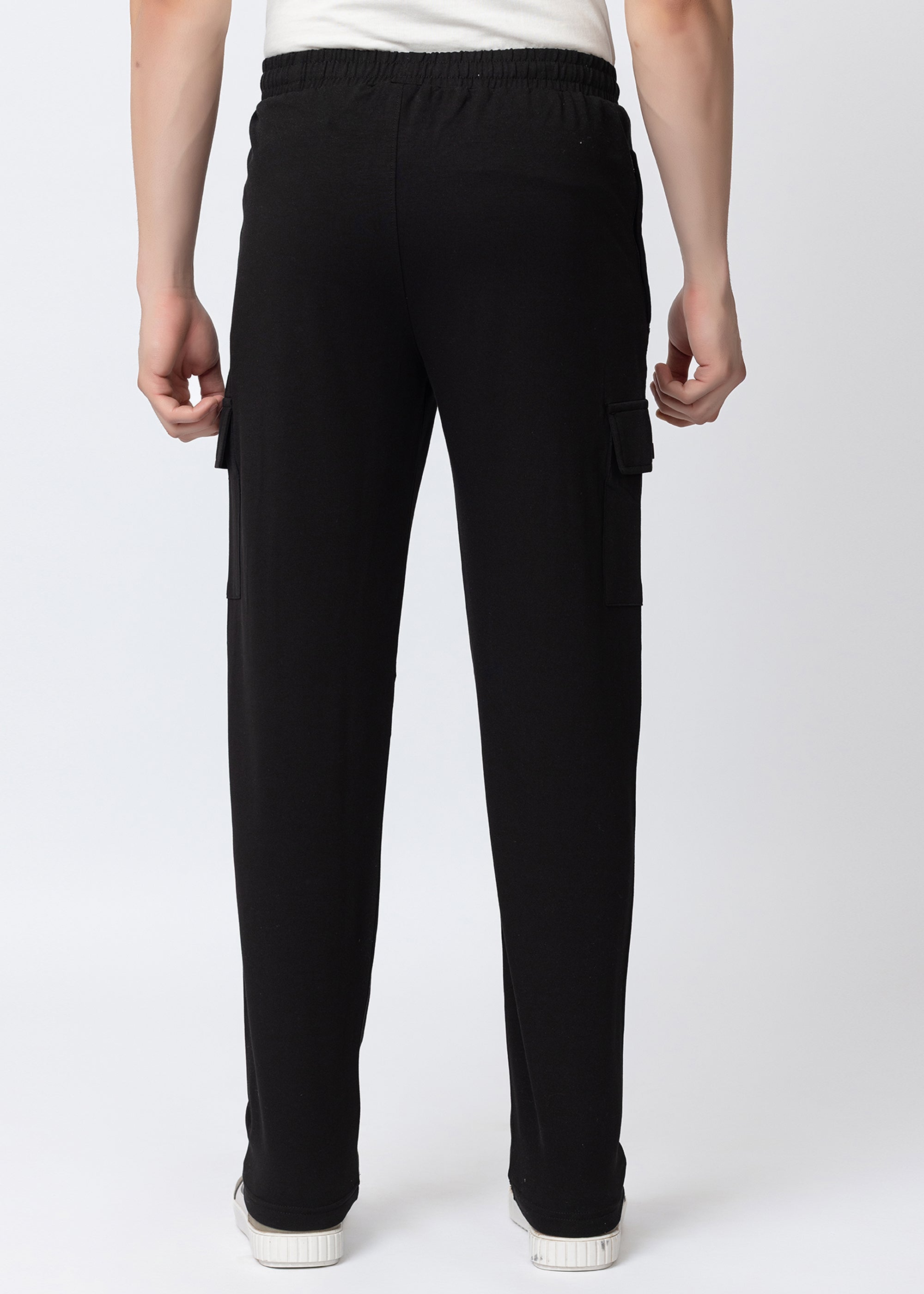 BLACK COMFORT FIT KNITTED CARGO PANT