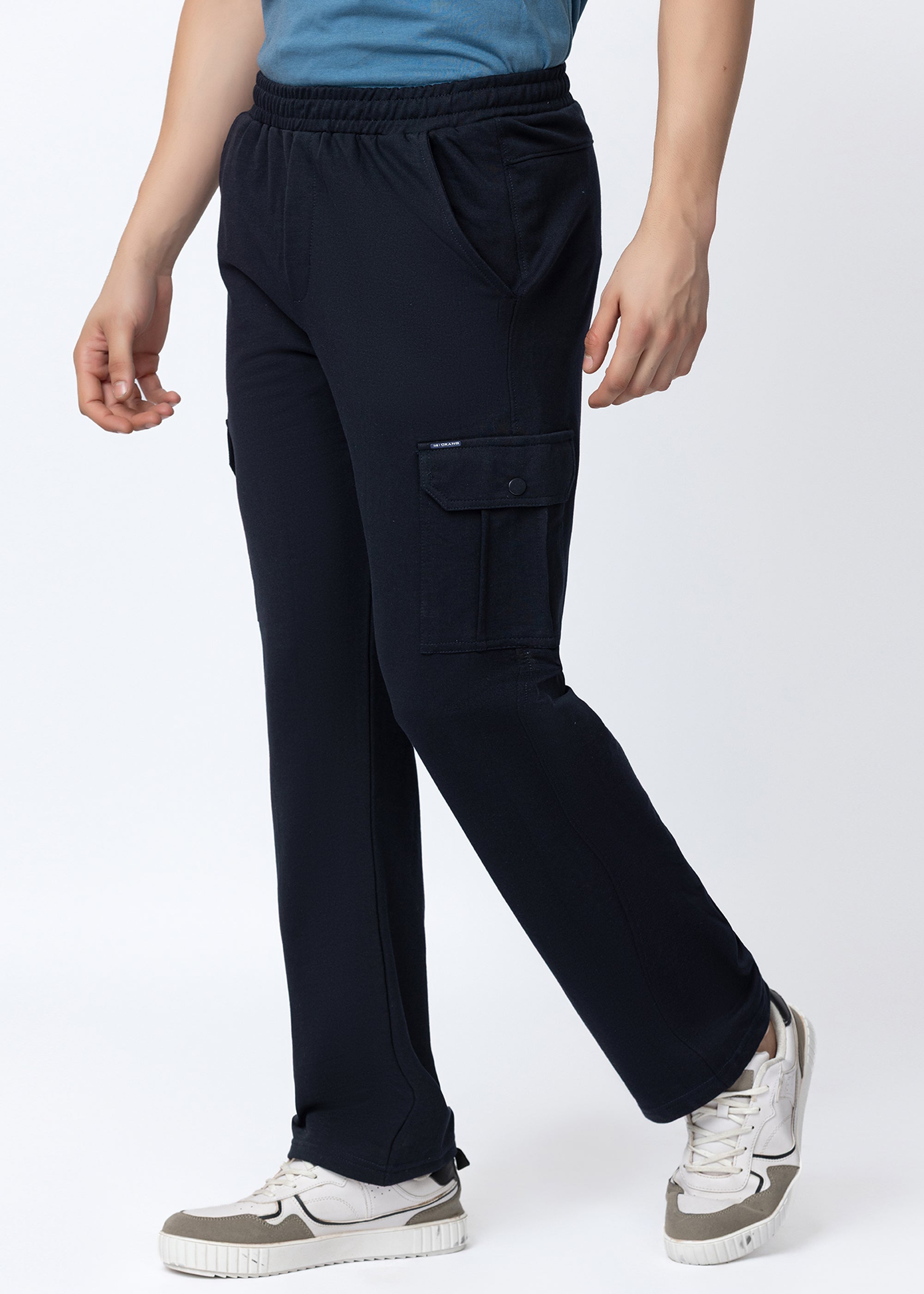 NAVY COMFORT FIT KNITTED CARGO PANT