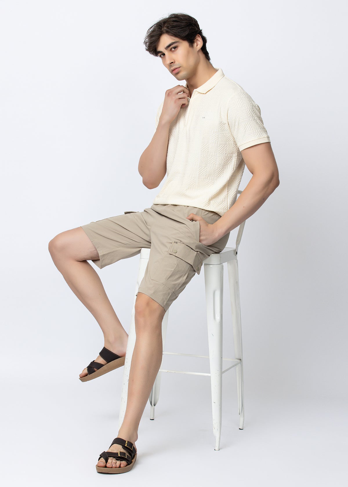 camel cotton shorts