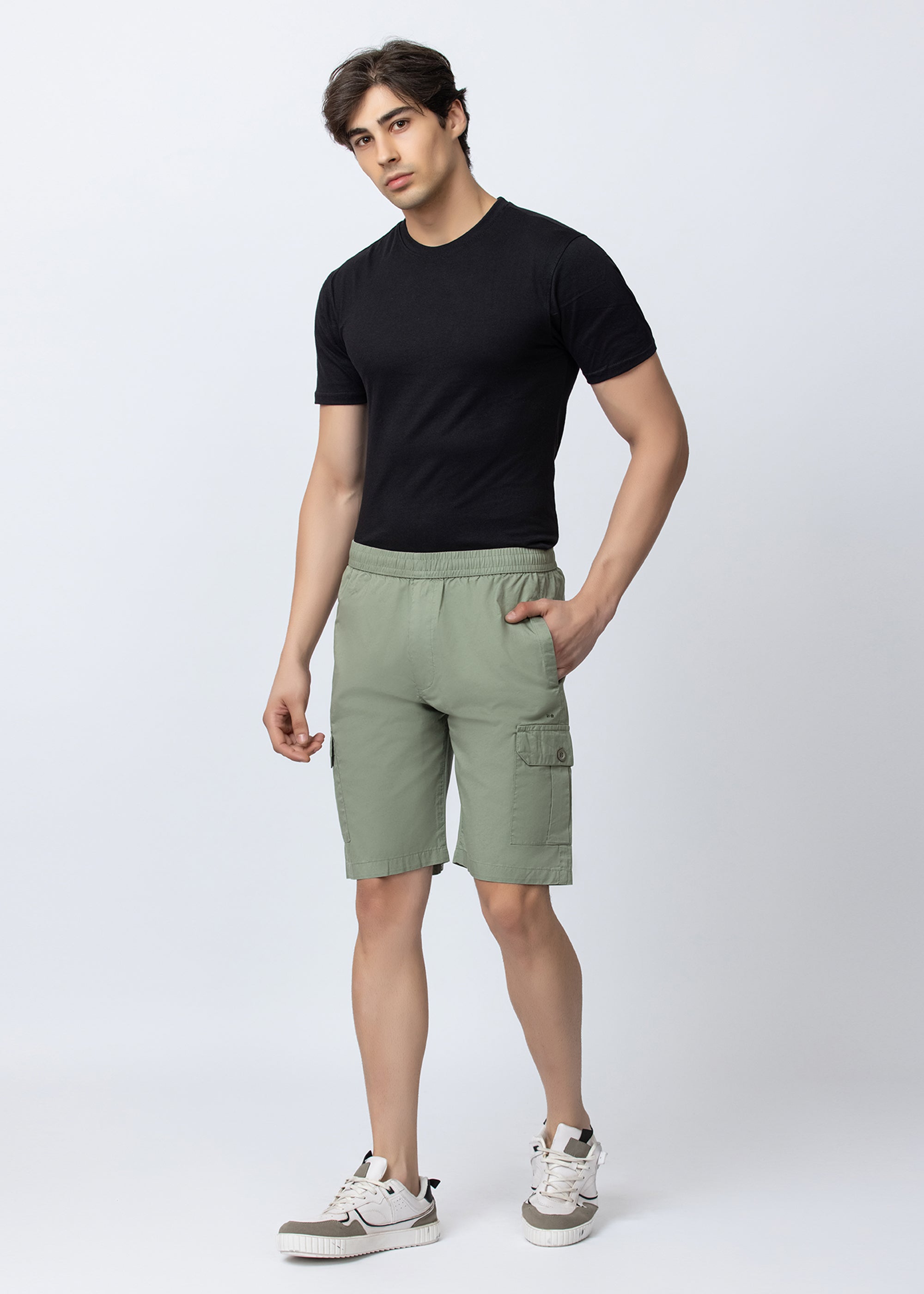 Mint Solid Utility Cargo Shorts