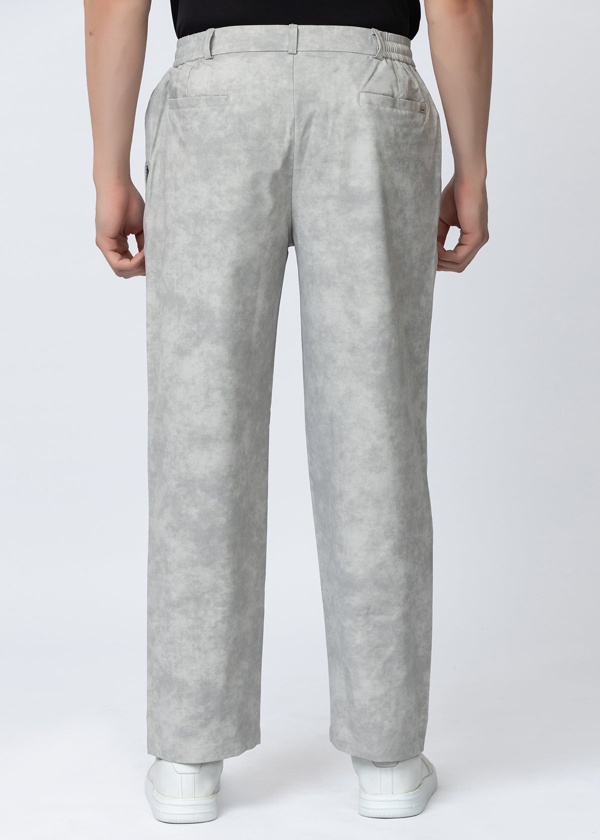 GREY COMFORT FIT PRINTED PANT
