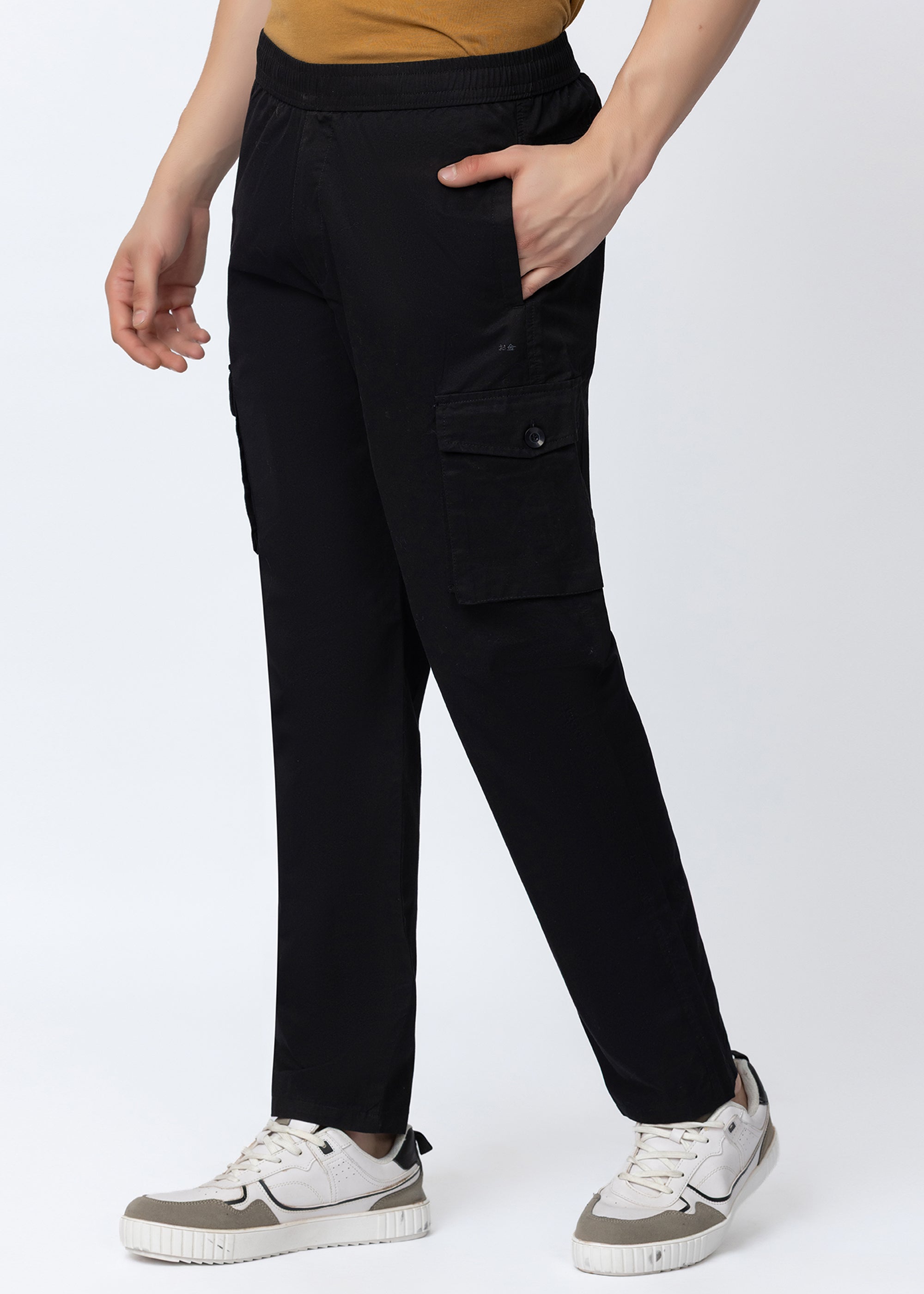 BLACK COTTON CARGO UTILITY PANT