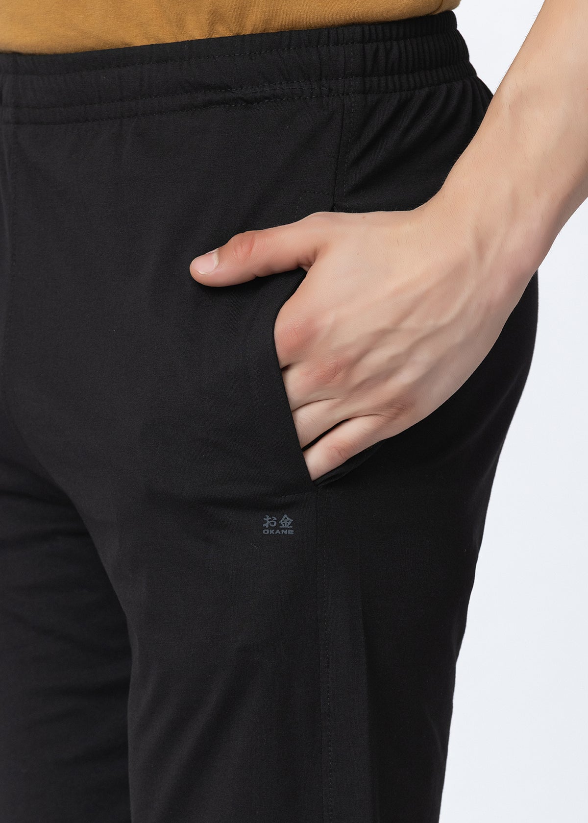 BLACK COTTON BLENDED LOUNGE PANT