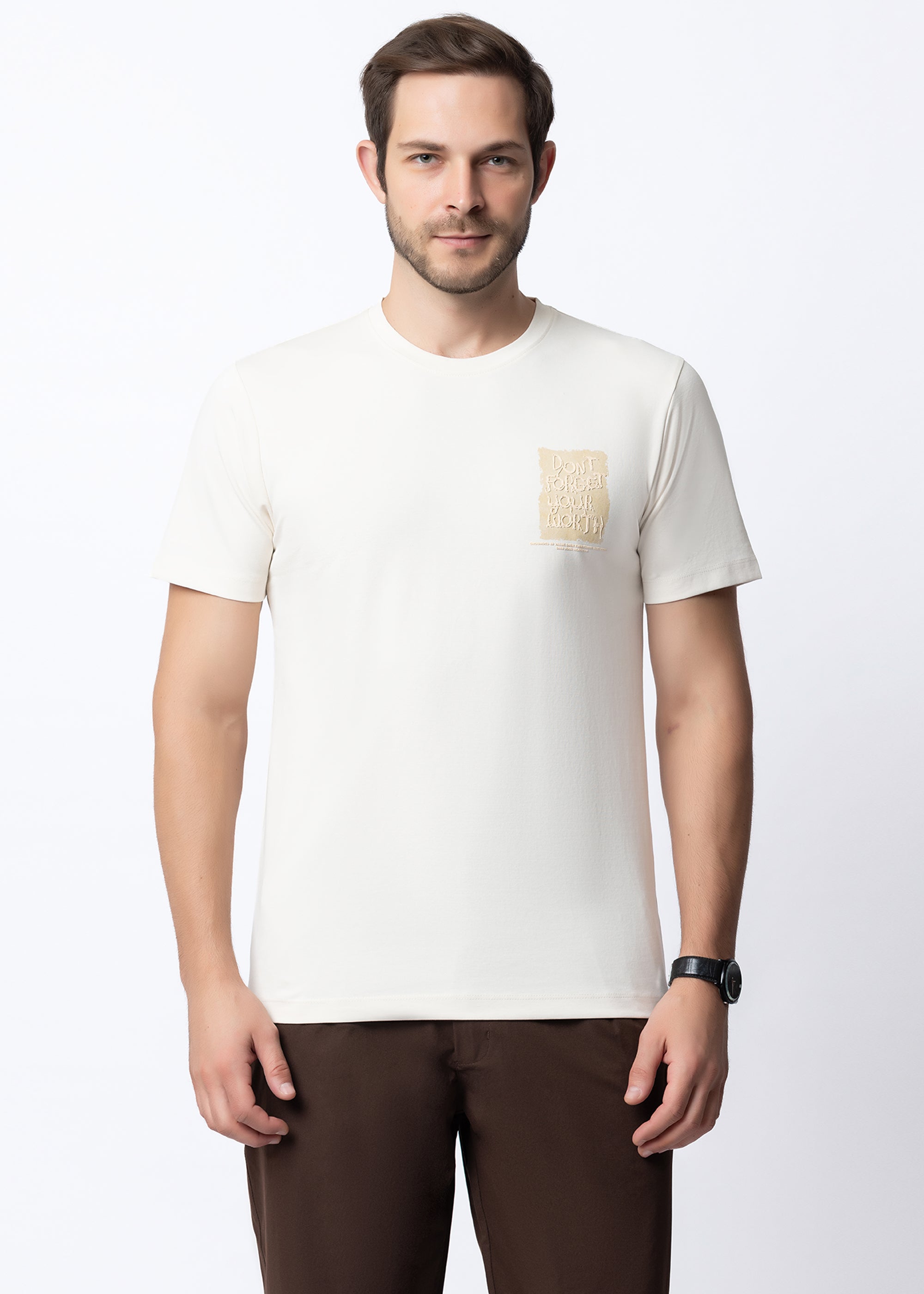 Mens Off White  Minimal Graphic Crew Neck T-Shirt