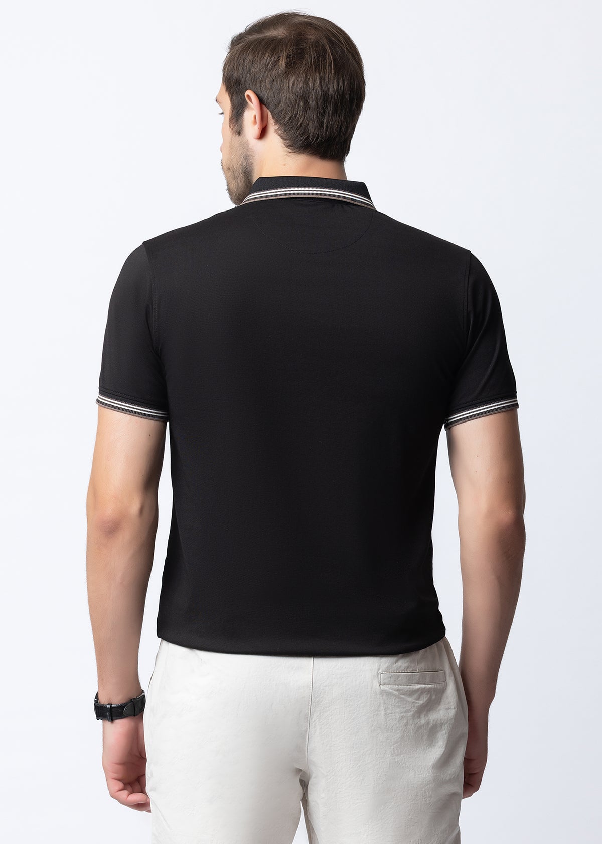 Black Tipped Collar Polo T-Shirt