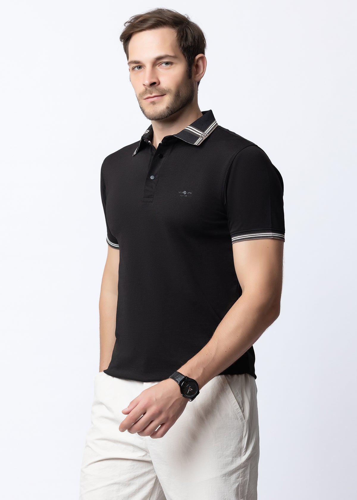 Black Tipped Collar Polo T-Shirt