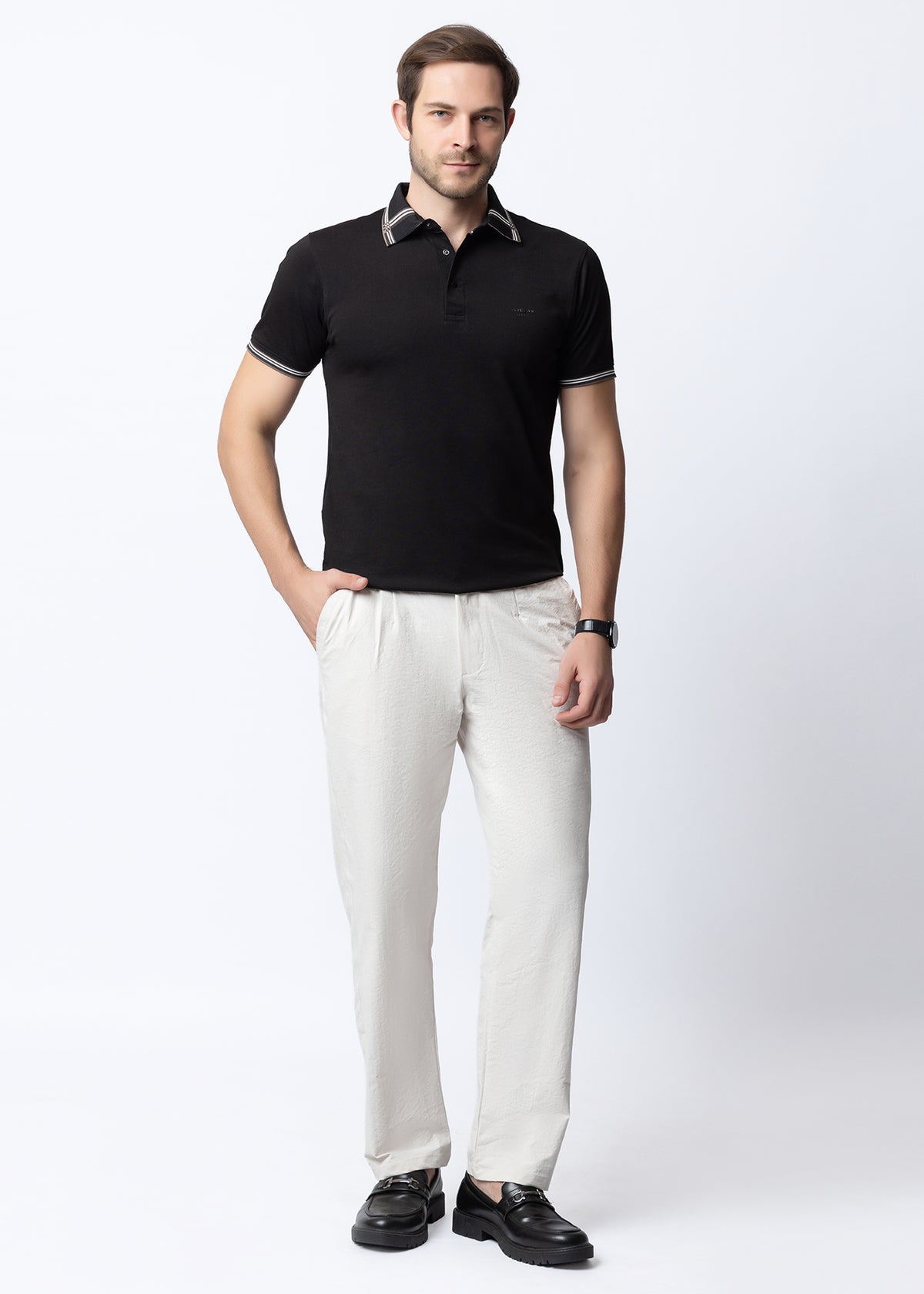Black Tipped Collar Polo T-Shirt