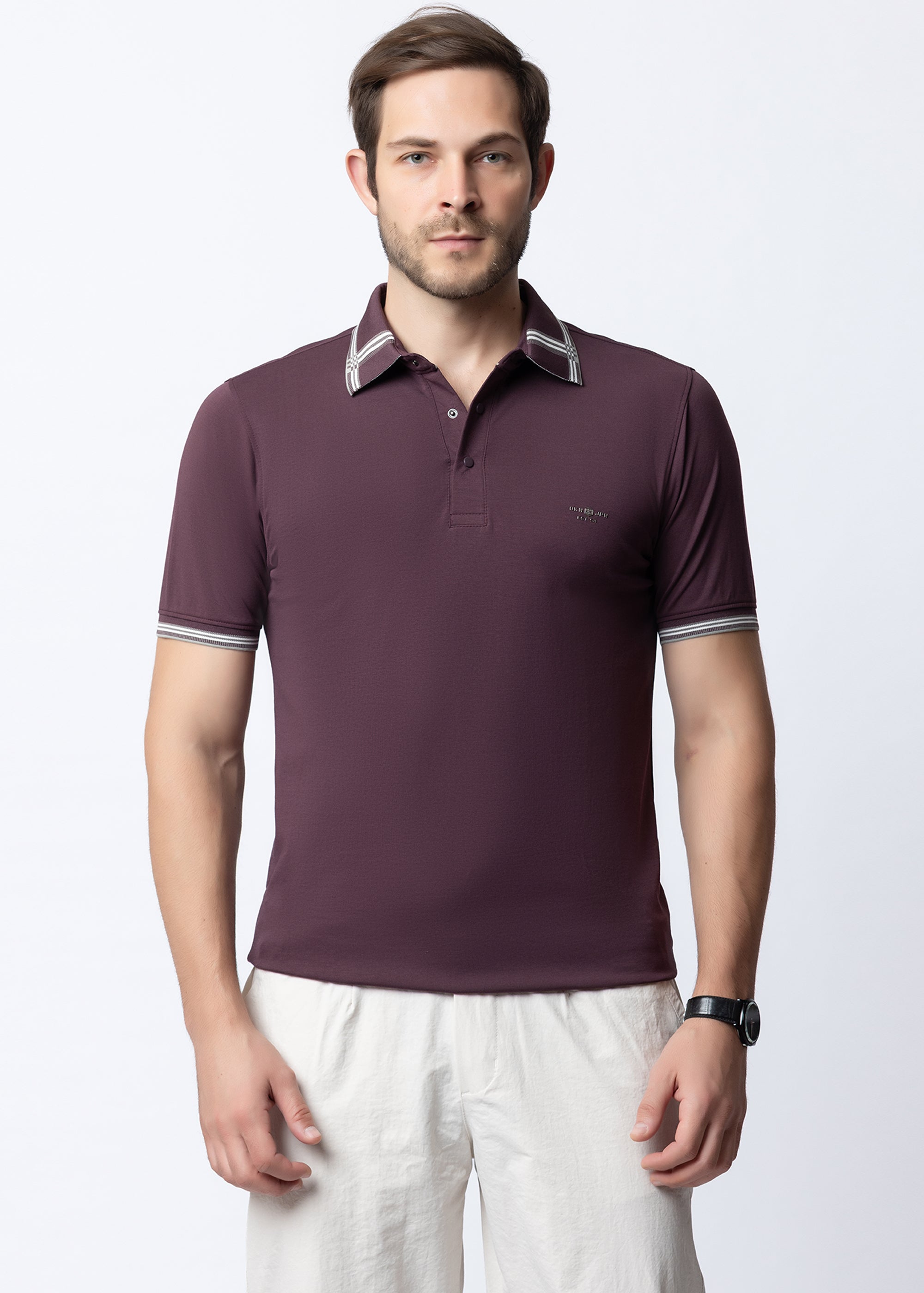 Wine Tipped Collar Polo T-Shirt