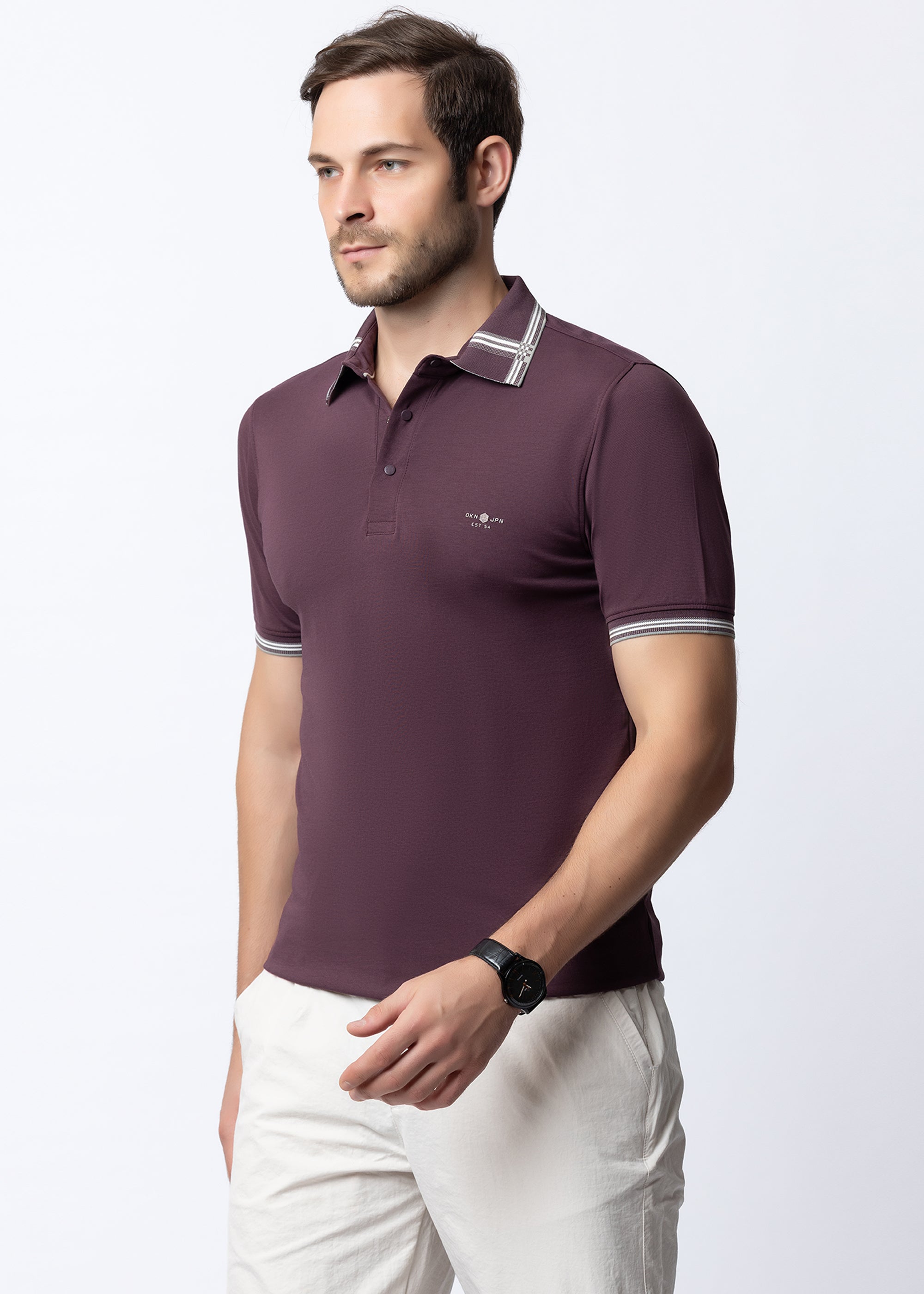 Wine Tipped Collar Polo T-Shirt