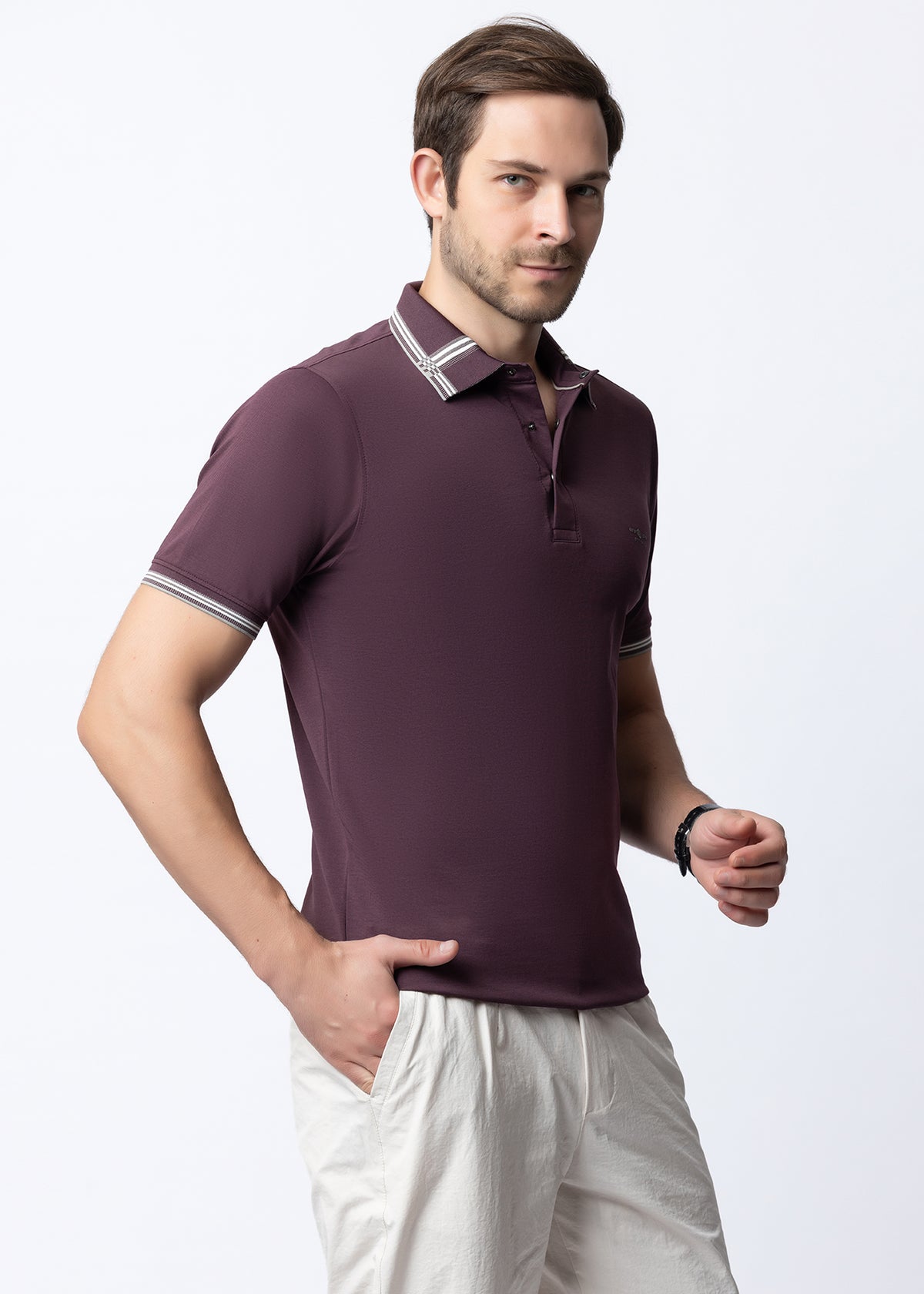 Wine Tipped Collar Polo T-Shirt
