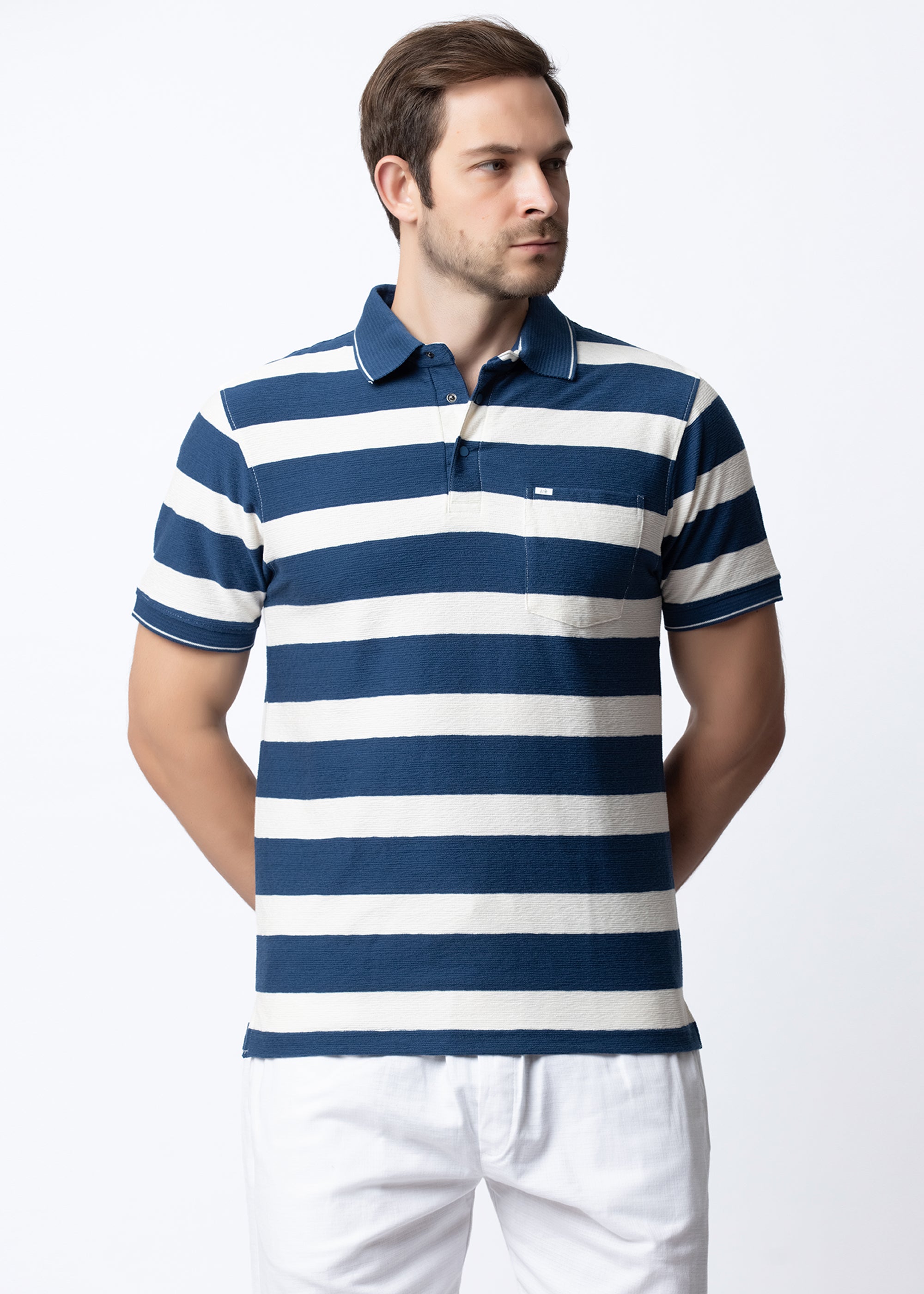 Blue Striped Polo T-Shirt