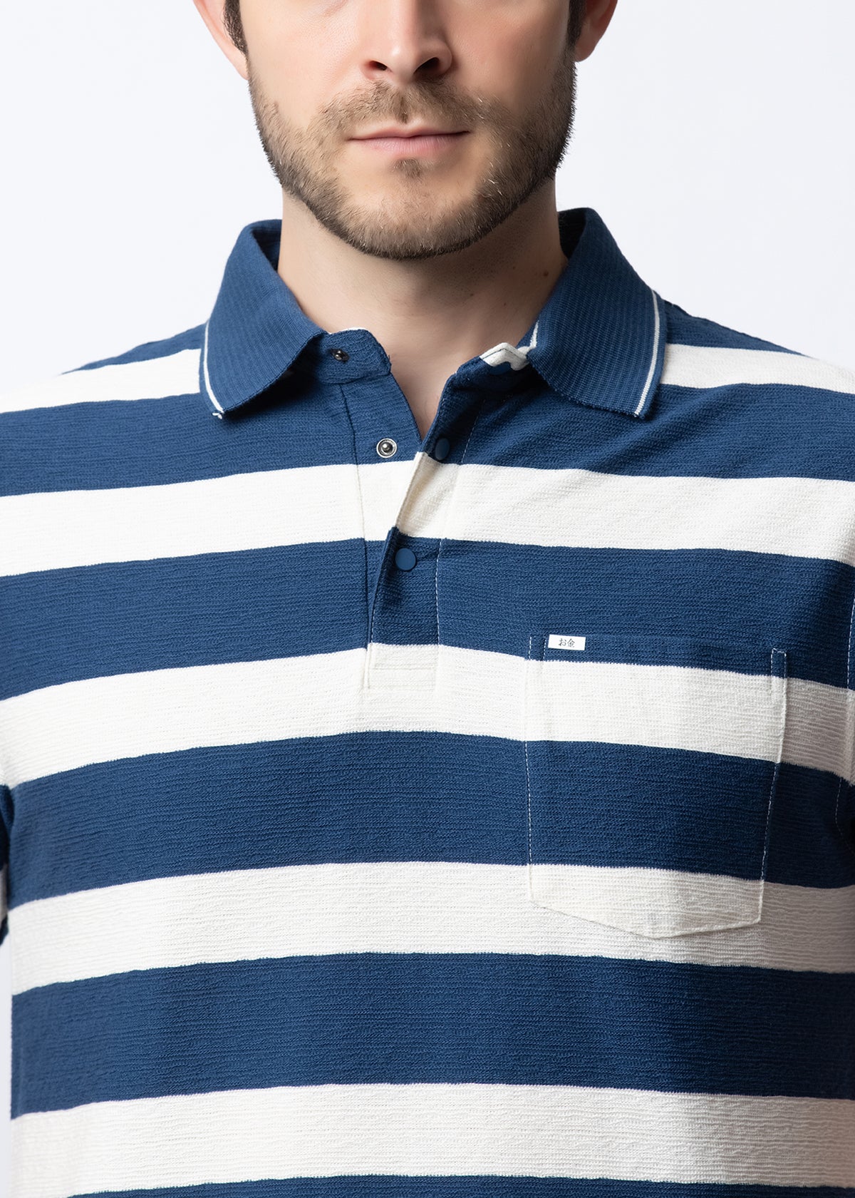 Blue Striped Polo T-Shirt