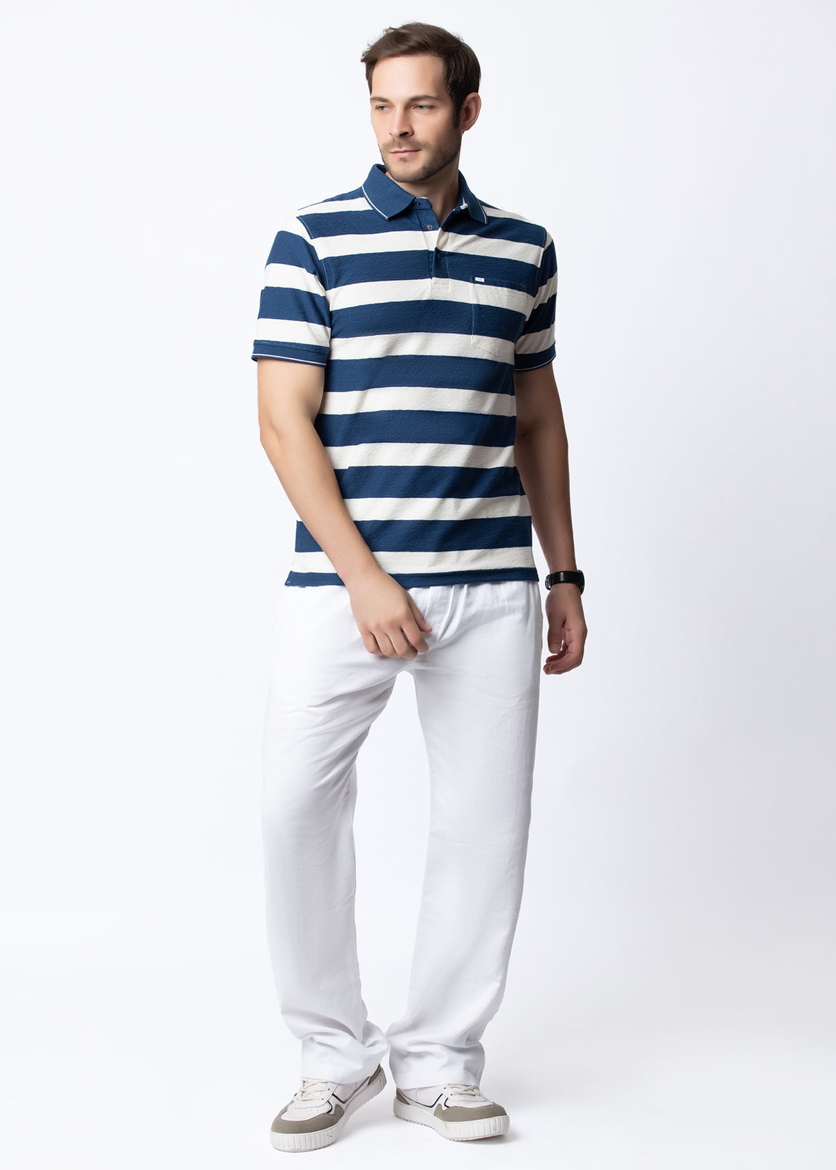 Blue Striped Polo T-Shirt