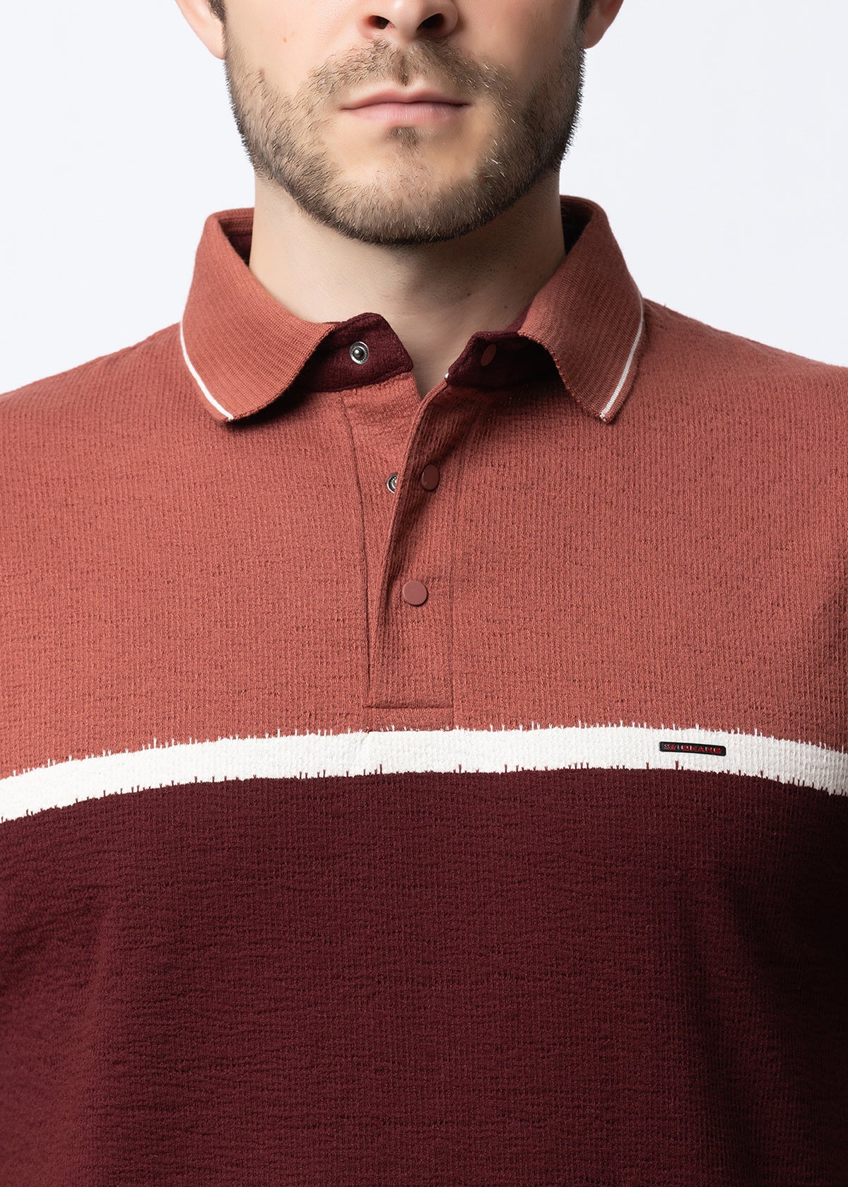 CORAL color block KNIT POLO SHIRT