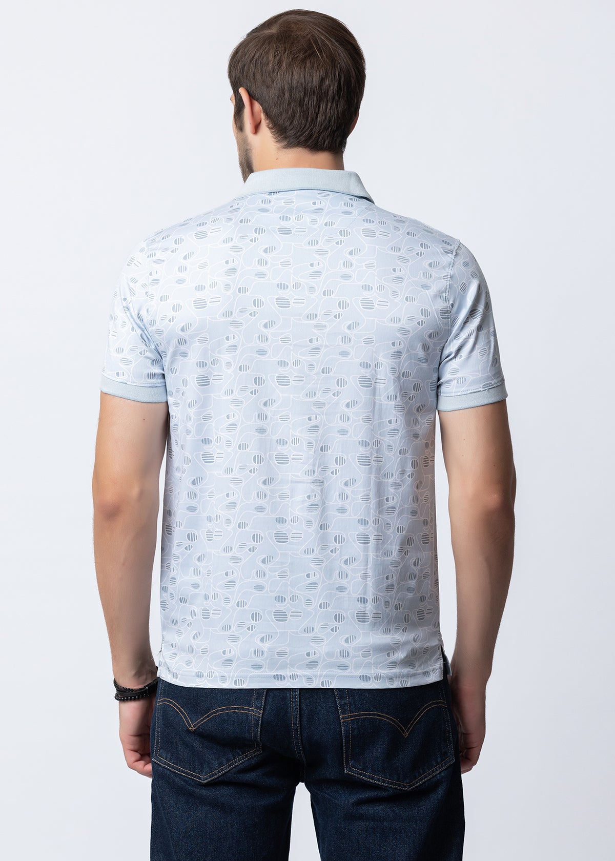 Sky Geometric Printed Polo T-Shirt