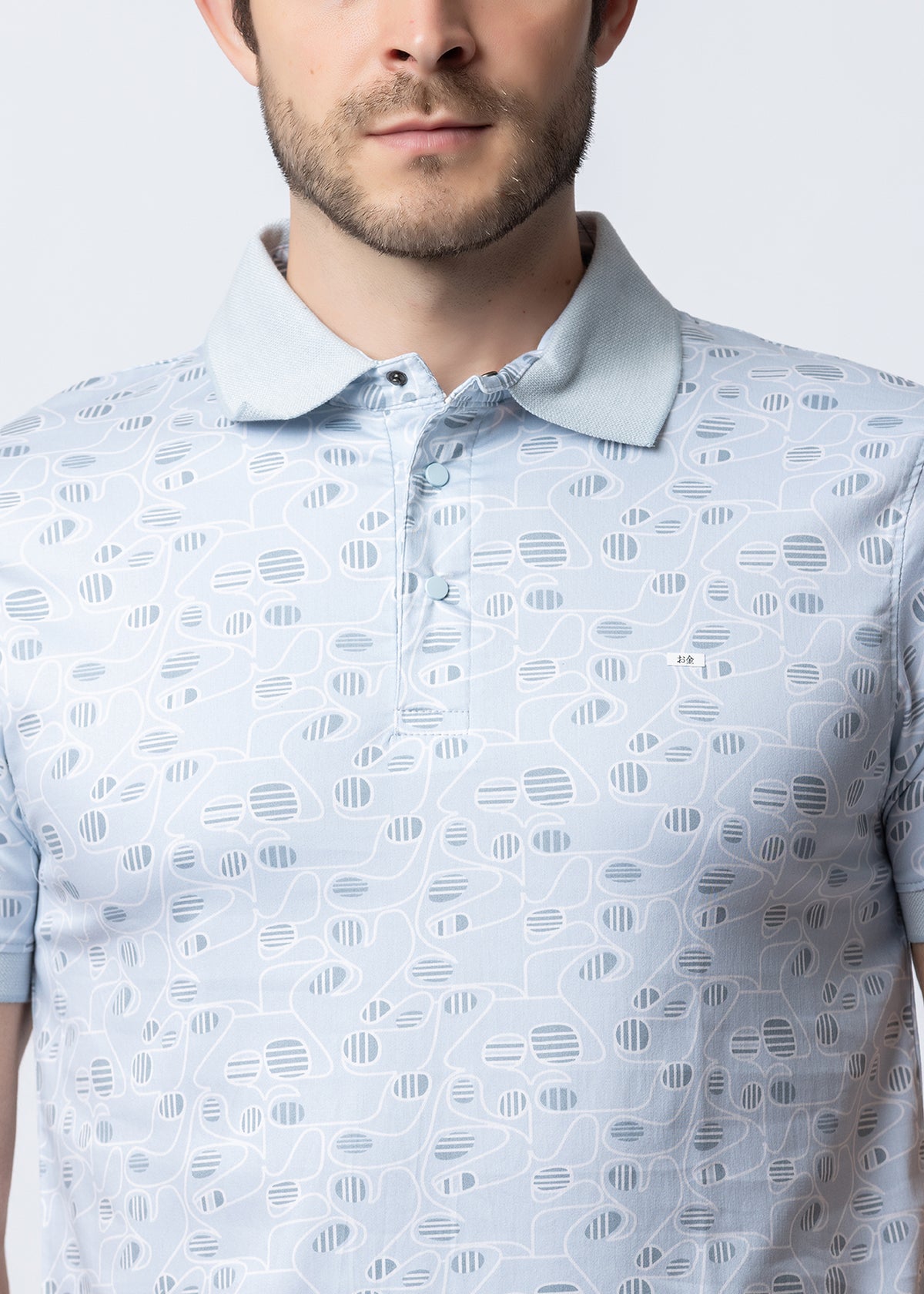 Sky Geometric Printed Polo T-Shirt