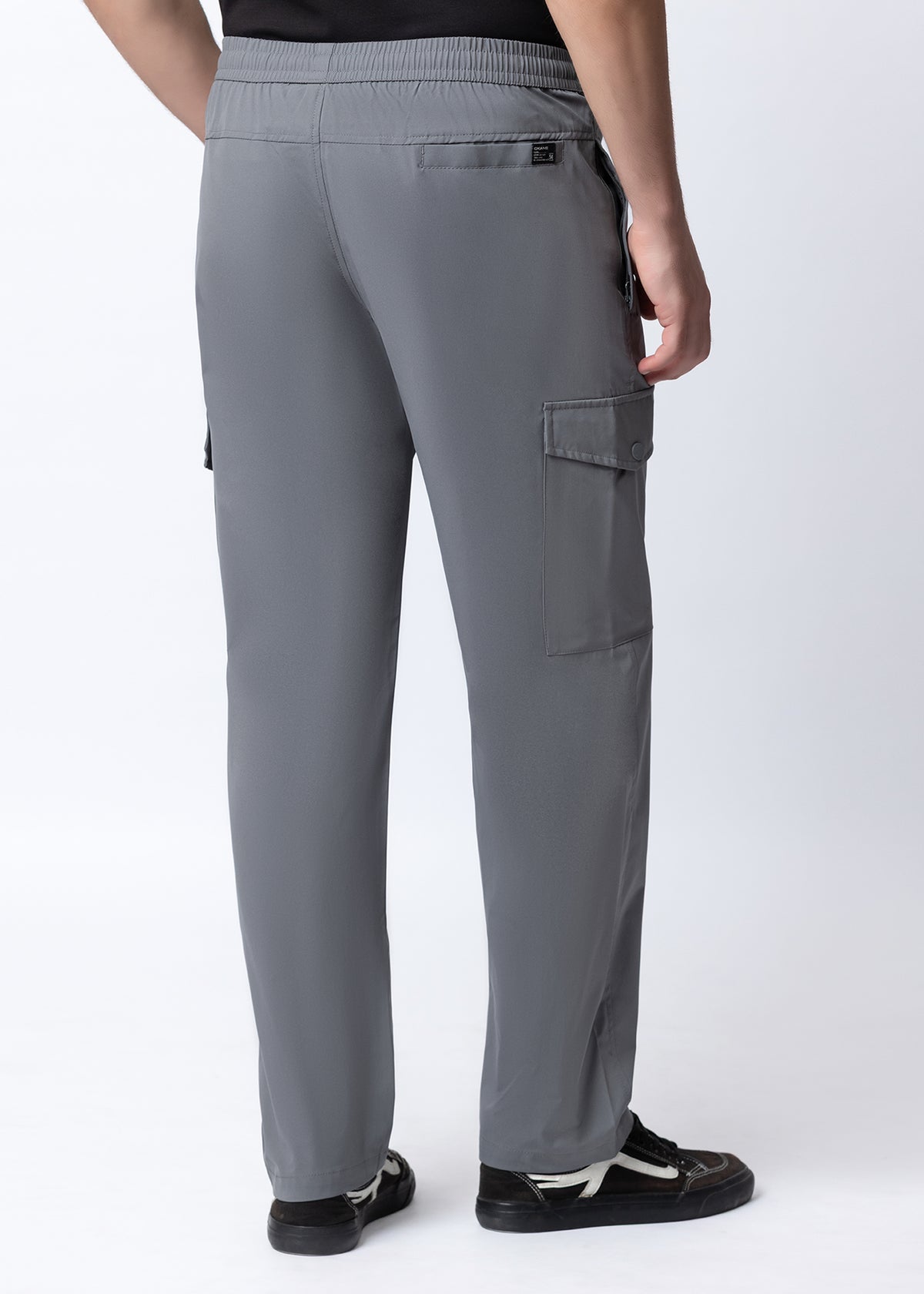 GREY STRAIGHT FIT ATHLEISURE CARGO PANT