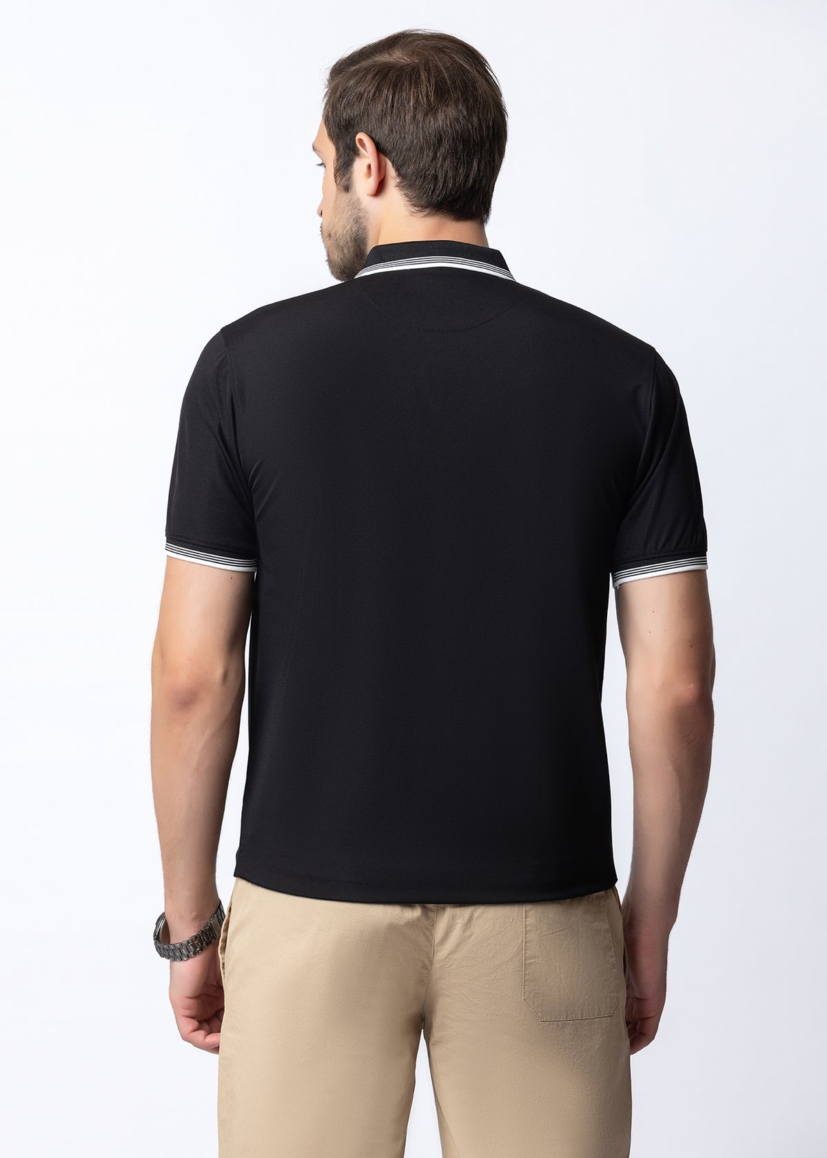 Black Contrast Tipped Polo T-Shirt