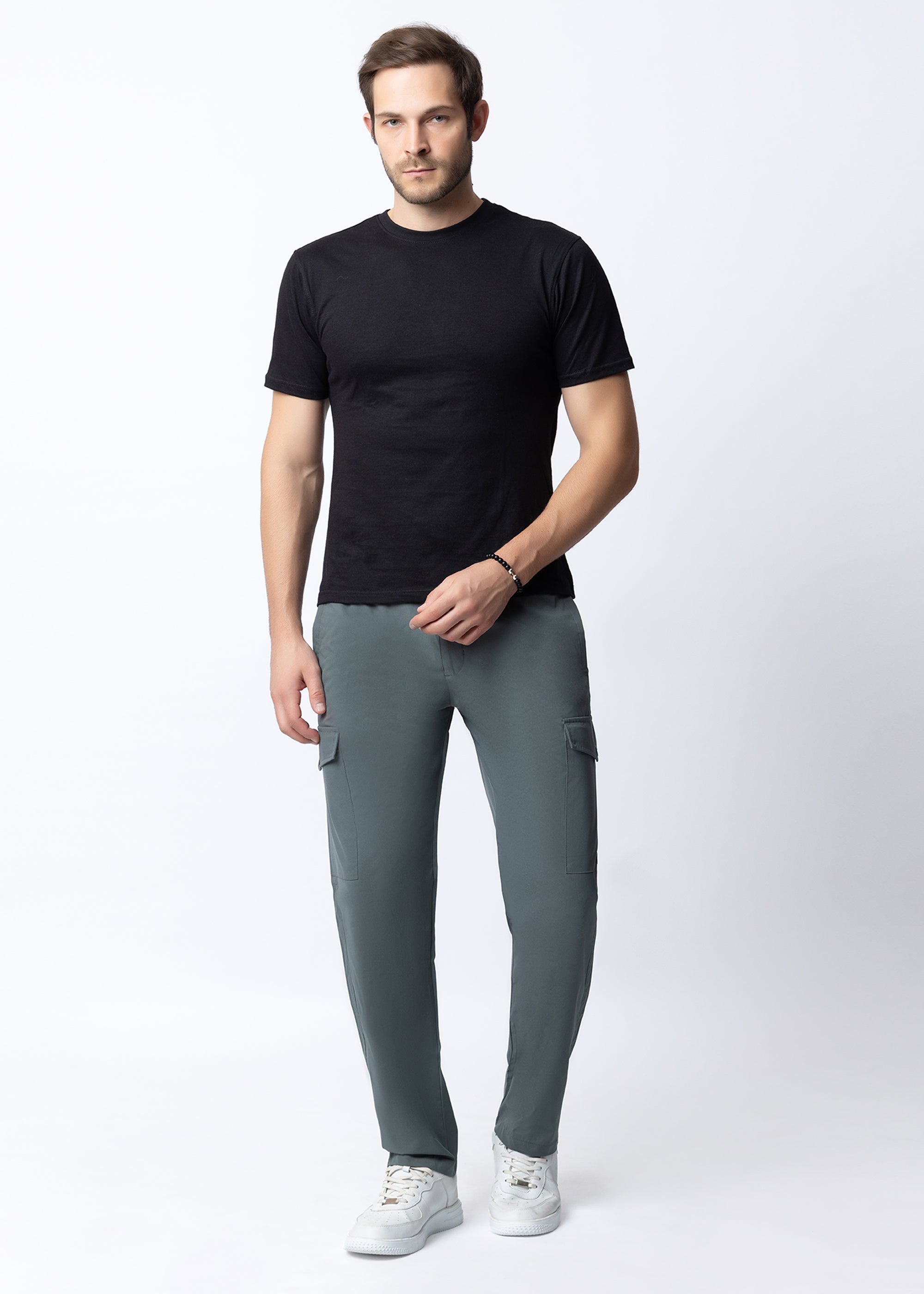 OLIVE STRAIGHT FIT ATHLEISURE CARGO PANT