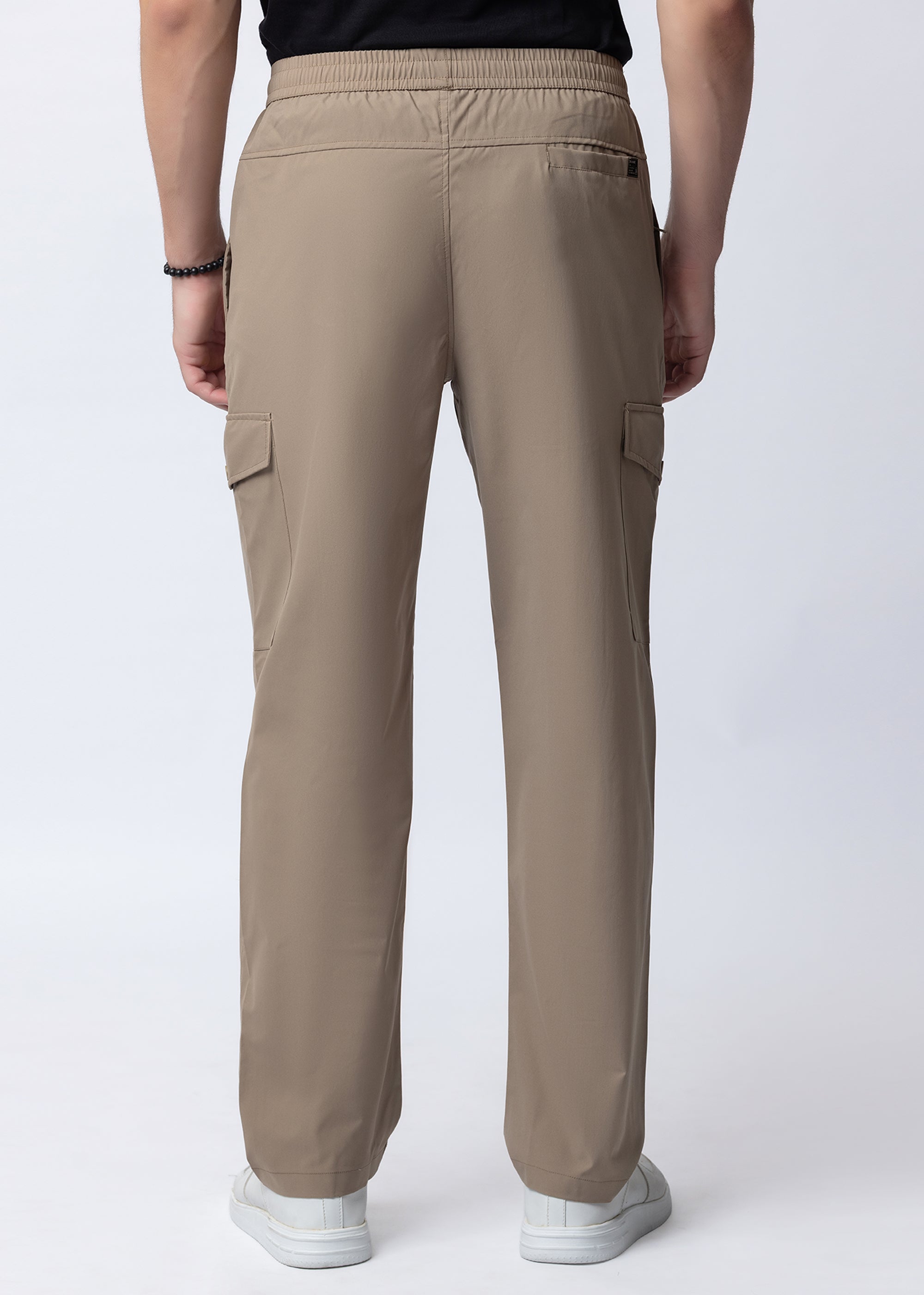 KHAKI STRAIGHT FIT ATHLEISURE CARGO PANT