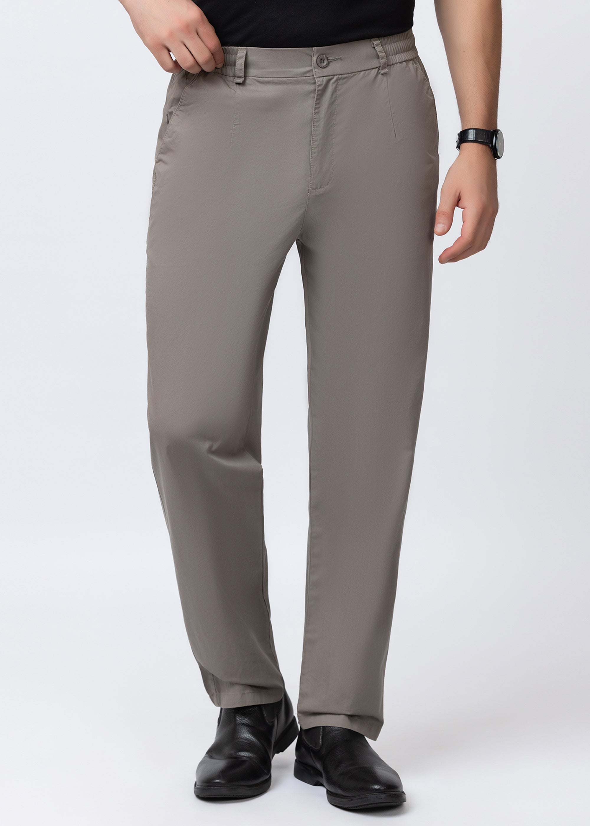 GREY COTTON CASUAL TROUSERS