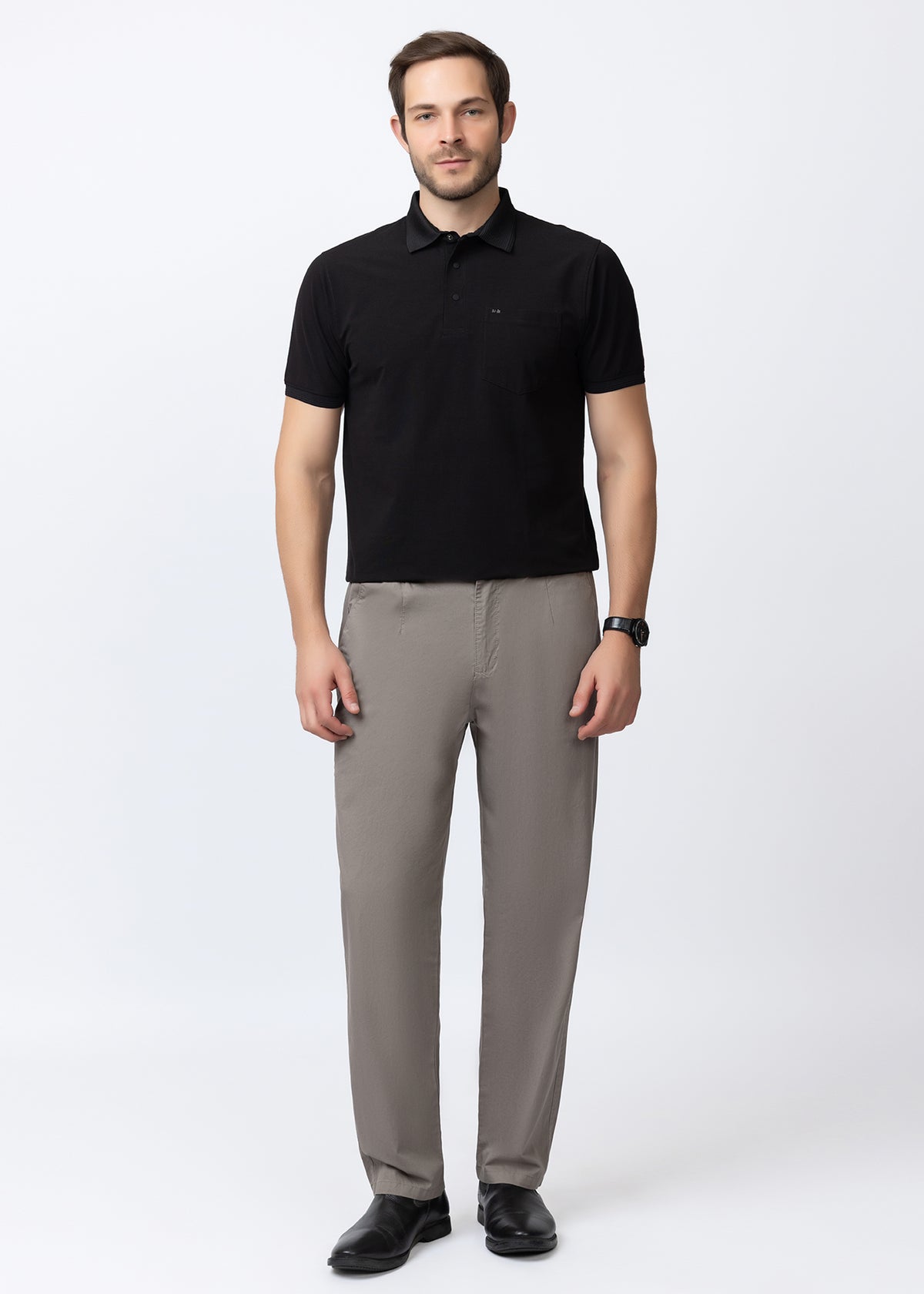 GREY COTTON CASUAL TROUSERS