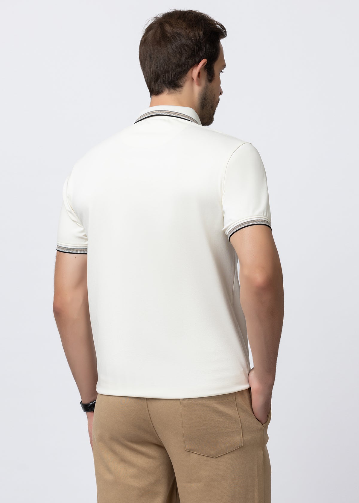 White Tipped Collar Polo T-Shirt