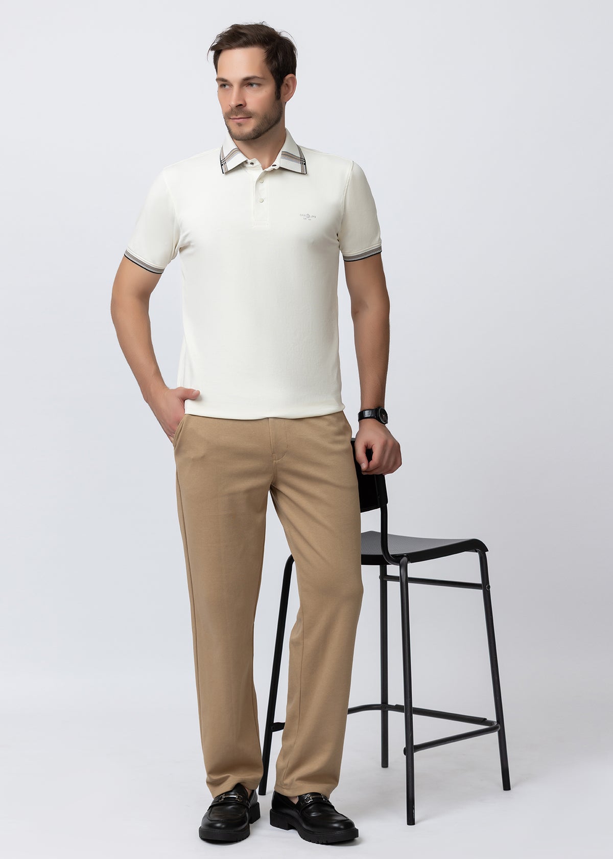 White Tipped Collar Polo T-Shirt