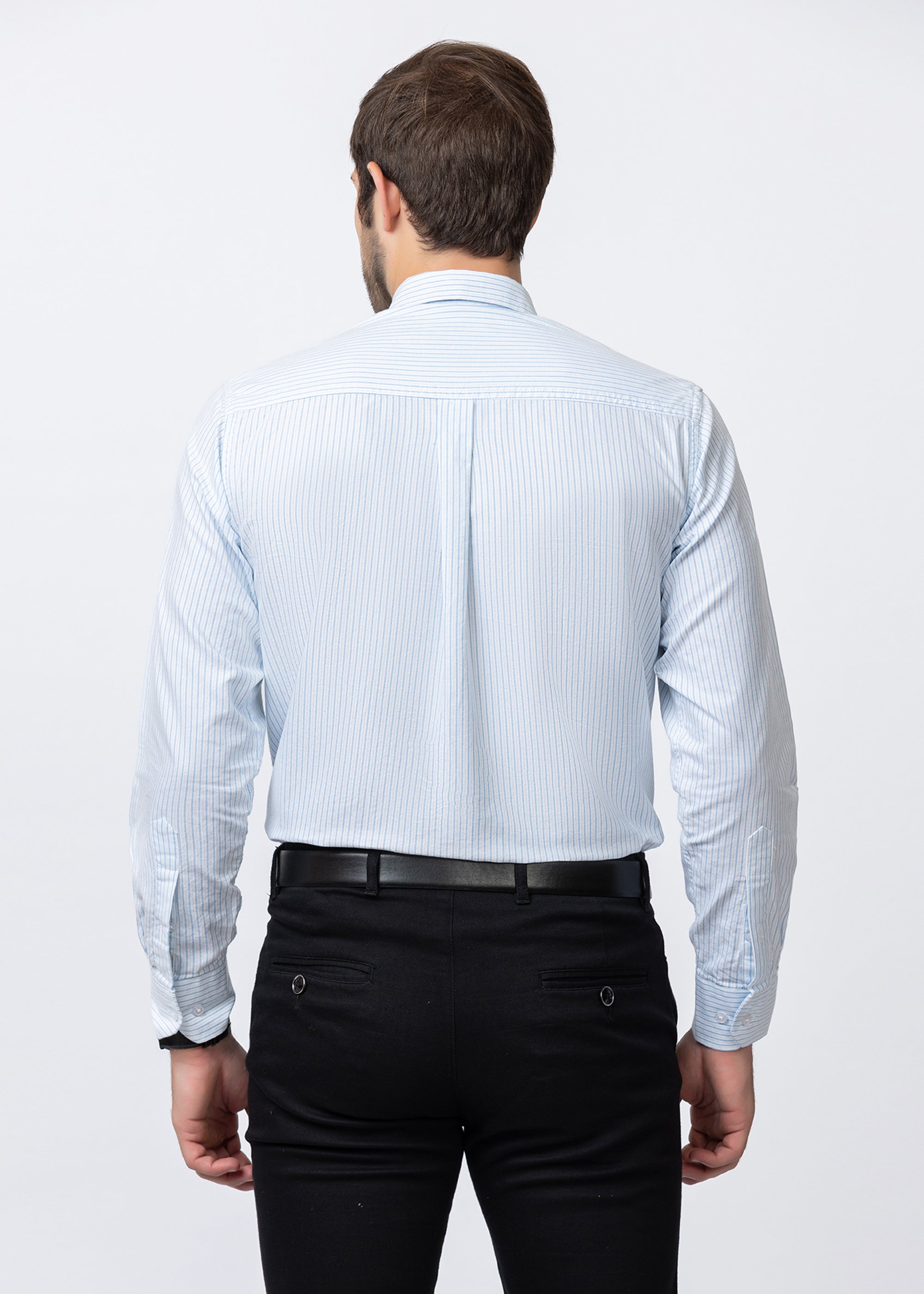 Blue Engineered Stripe Formal Shirt