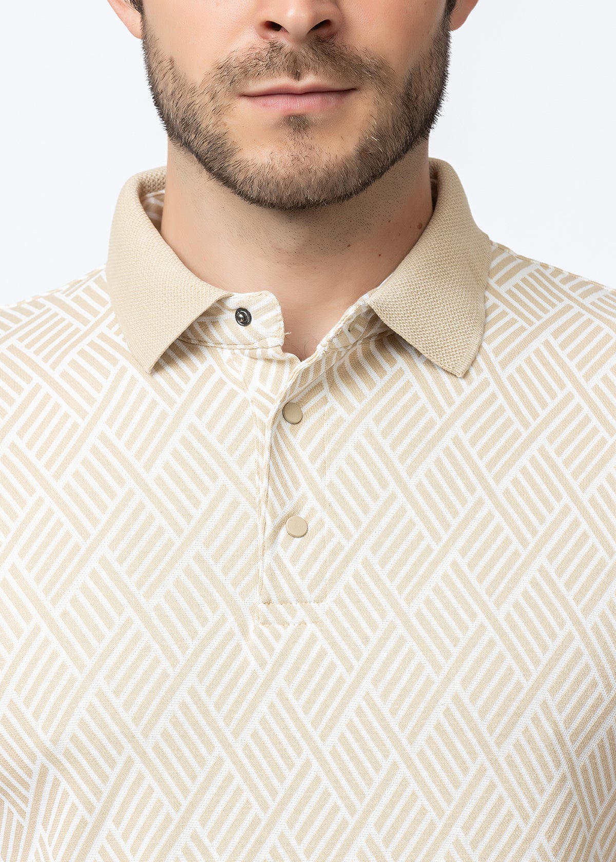 Beige Knit POLO t-SHIRT