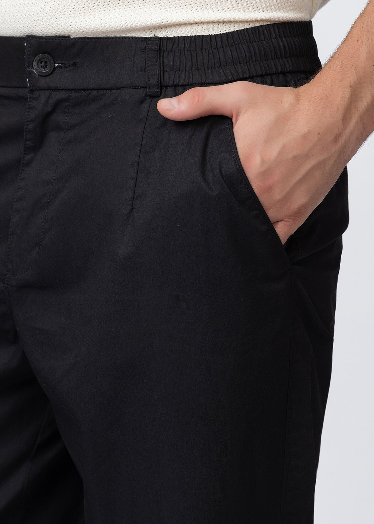 BLACK COTTON CASUAL TROUSERS